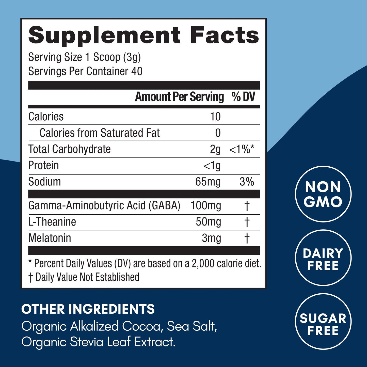 Mindful Evening Sugar Free Cocoa Mix Natural Sleep Aid  40 Servings  Melatonin 3mg  L-Theanine  GABA dietary products  Natural Calm Sleep Support Stress Relief Calm Sleepy Cocoa Nighttime Hot Chocolate