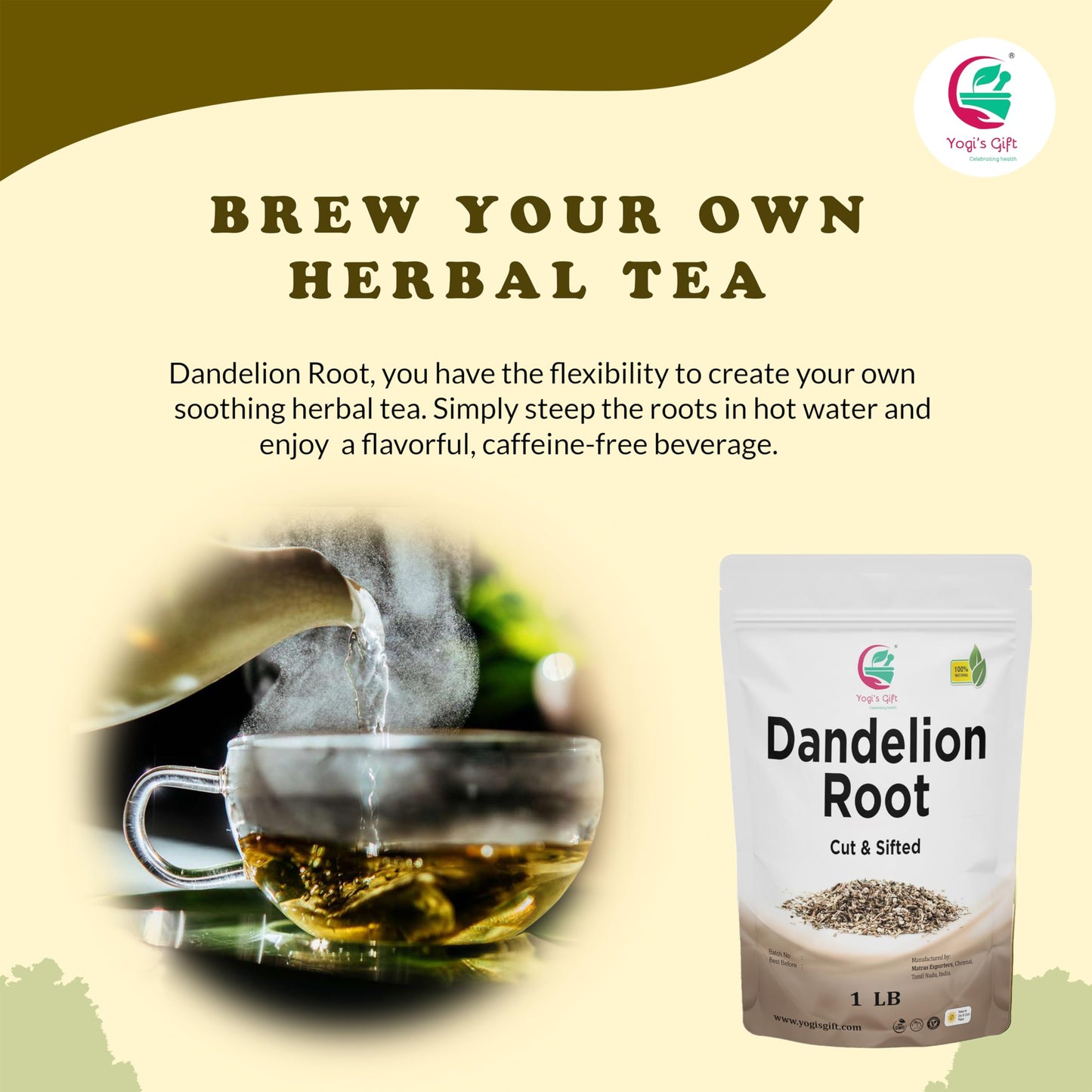 YOGI’S GIFT Dandelion Root Cut and Sifted Loose Root 1 LB