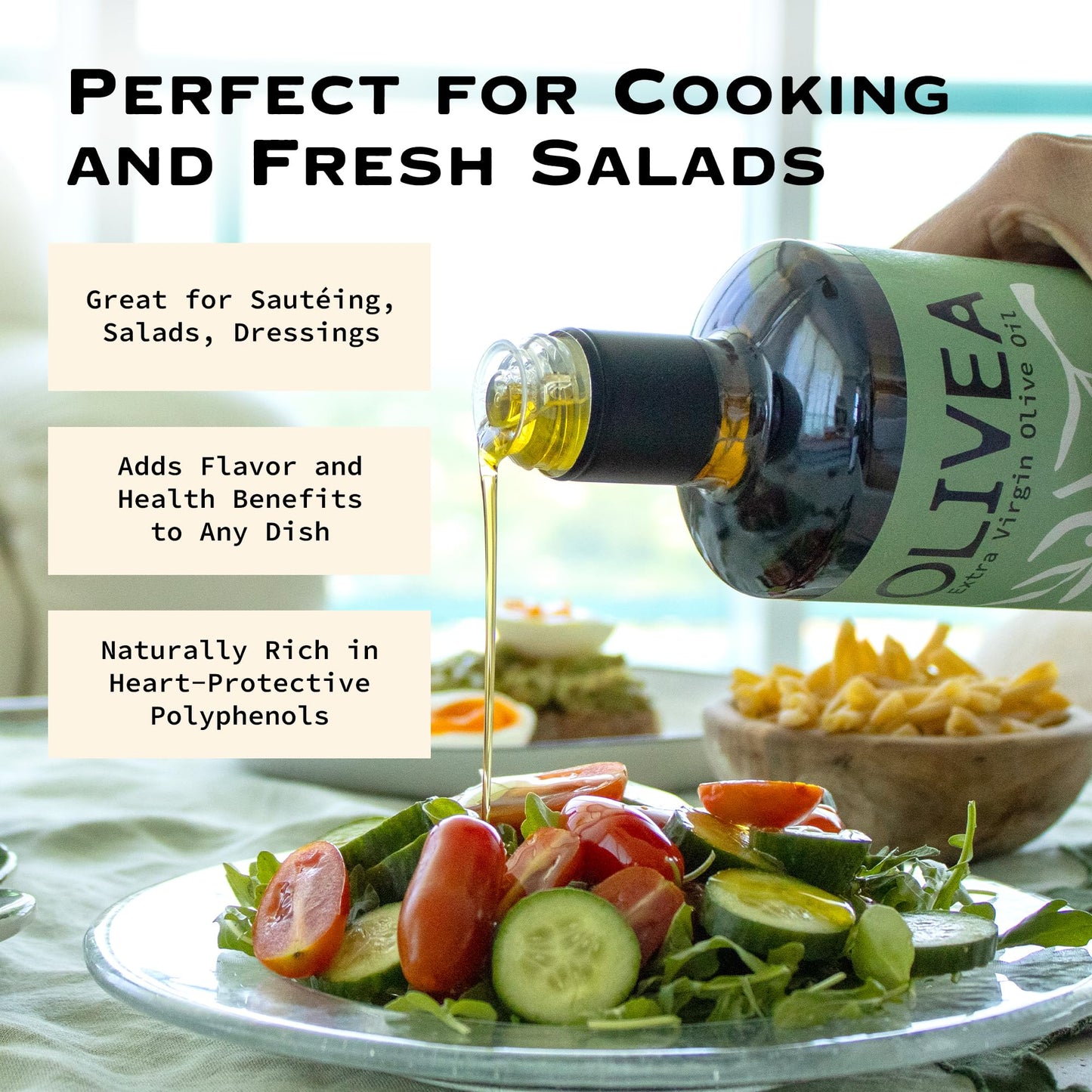 OLIVEA - Everyday Organic Extra Virgin Olive Oil - Cold-Pressed Greek EVOO | Early Harvest Koroneiki | Rich in Natural Polyphenols & Hydroxytyrosol | Single-Origin  Non-GMO  Healthy for Cooking | 500ml(16.9 oz) (Everyday Organic)