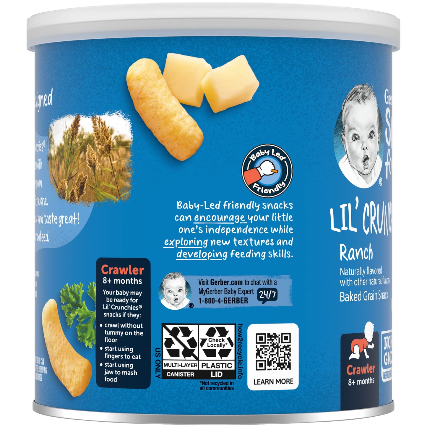 Gerber Snacks For Baby Lil Crunchies Baked Grain Snack (Ranch, Pack Of 6)