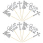 Gyufise Cupcake Toppers, 24Pcs Silver Glitter Cross and Angel Picks, Christian Party Decoration, Small, Paper, Model UKZN0096-SL