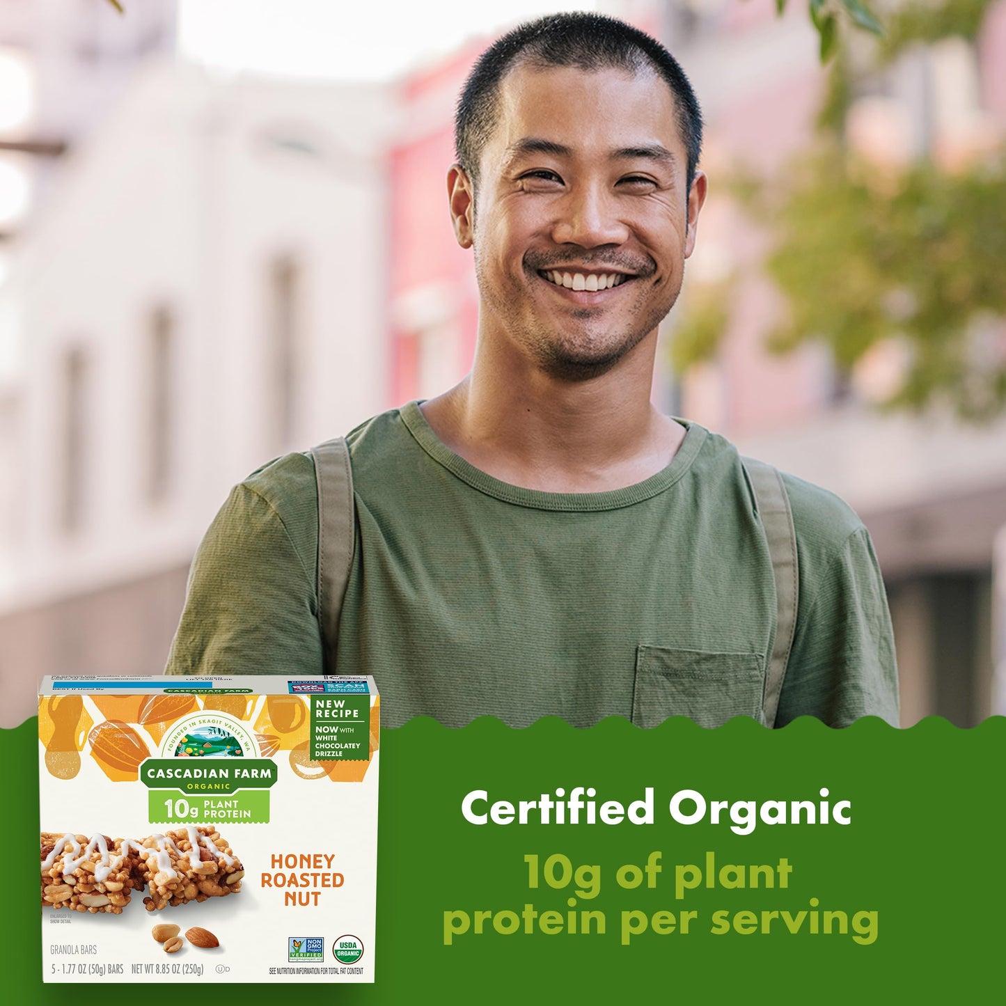 Cascadian Farm Organic Protein Bars, Honey Roasted Nut, 8.85 Oz (5 Bar)