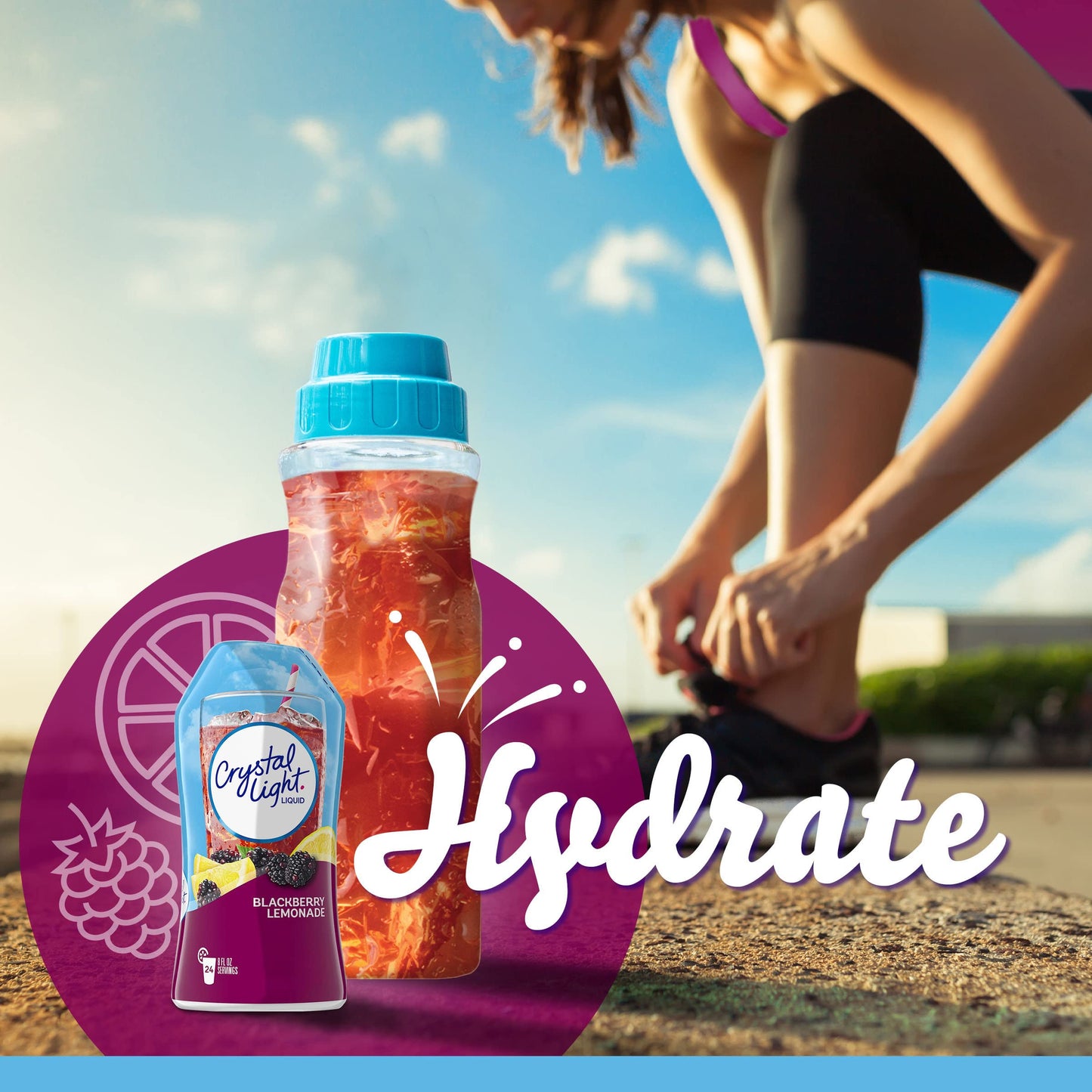 Crystal Light Liquid Blackberry Lemonade Naturally Flavored Drink Mix, 1.62 Fl Oz Bottle