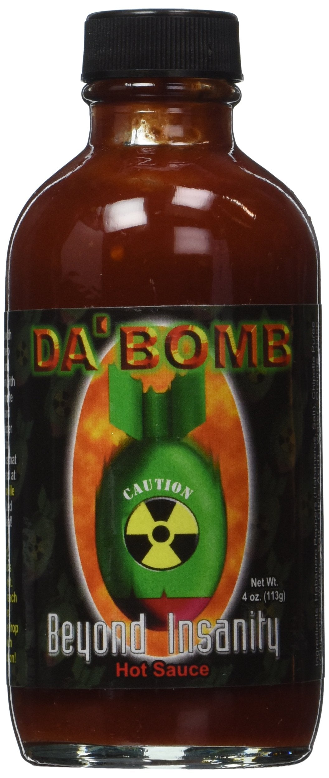 DaBomb Beyond Insanity Hot Sauce, 4 Ounce Bottle, Red, Model DOT667338