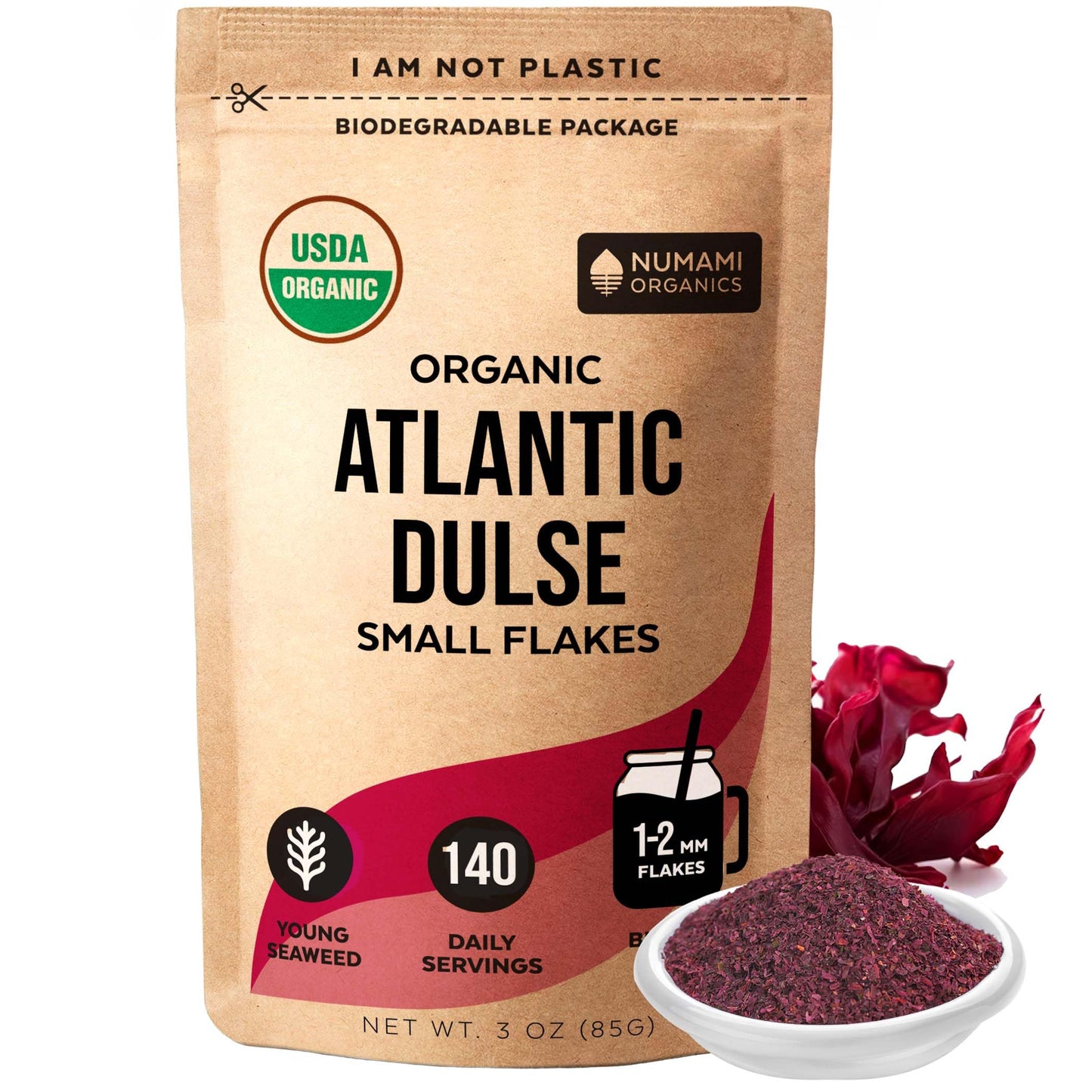 Numami Organic Atlantic Dulse Flakes - Premium Quality Seaweed, Soft Texture, 3 Ounce (Pack of 1)