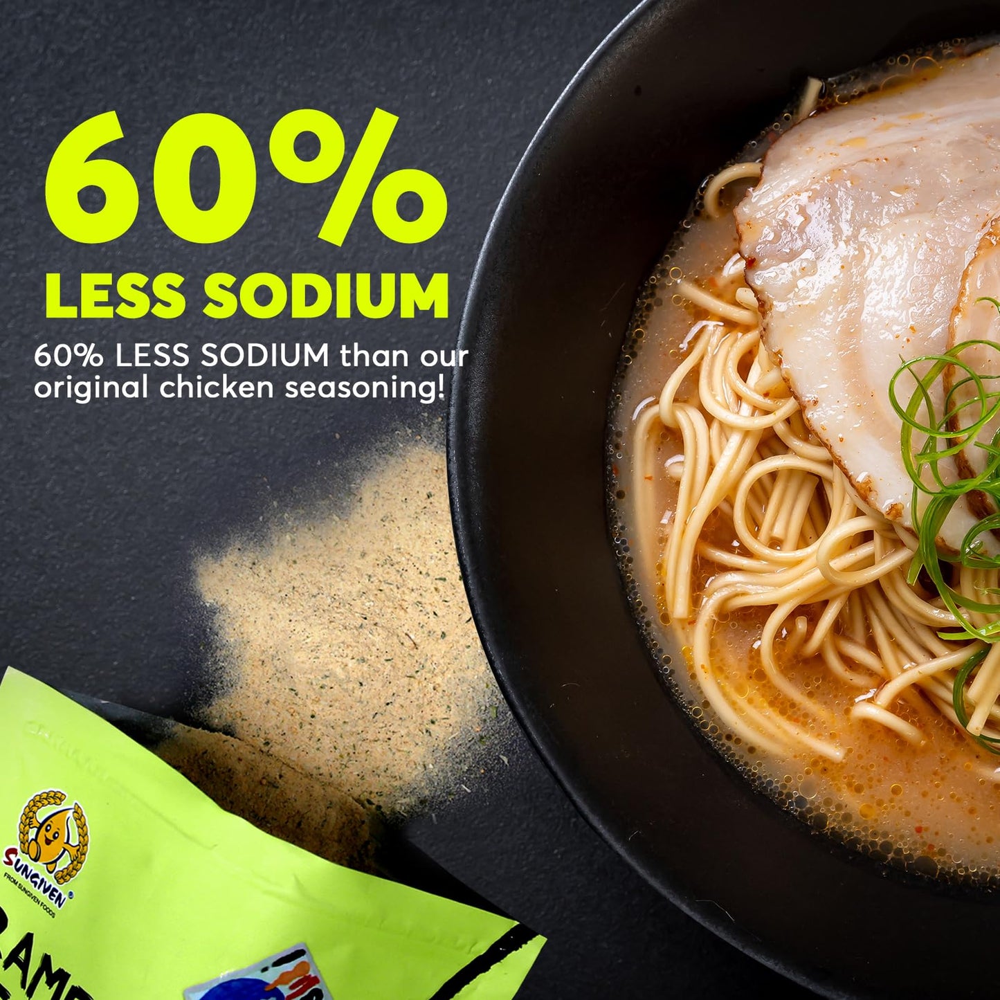 Sungiven Chicken Instant Ramen Seasoning Powder, Vegan, Less Salt- Premium Instant Noodle Soup Powder, Mothers Day Gift, Ramen T