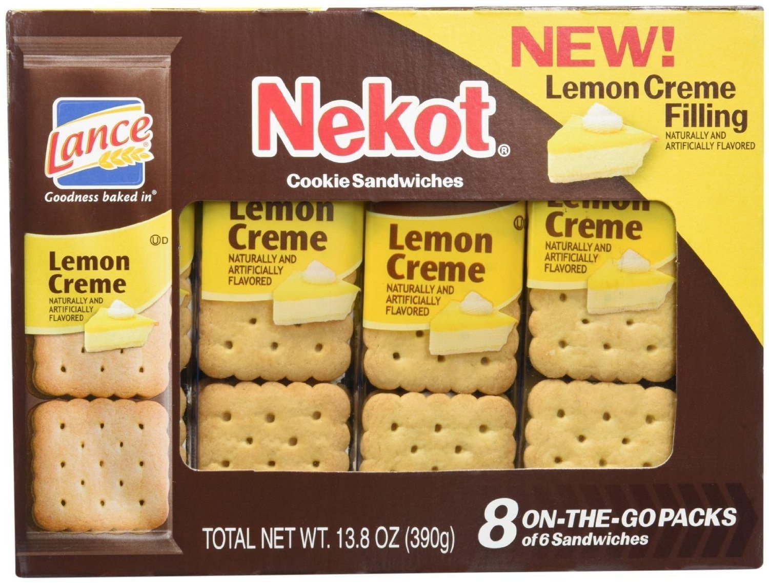 Lance Nekot Cookie Sandwiches Lemon Creme Filling 8 Count (Pack Of 3)