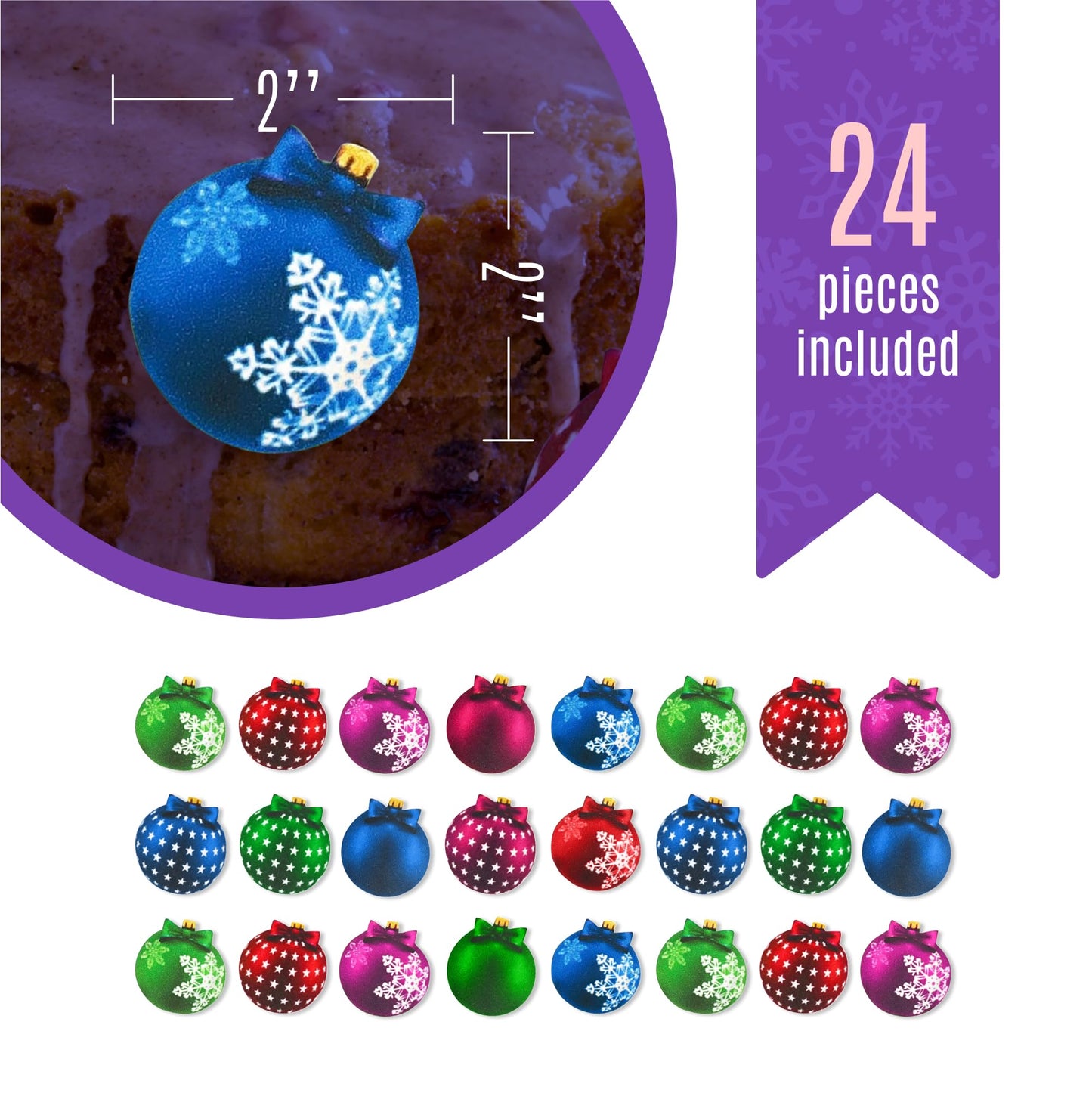 Sugar Robot Edible Wafer Paper Christmas Ornaments - Edible Cake Decorations - Cupcake Toppers - Cake Topper - Enhanced Crafted In Usa - 24 Pcs Pack