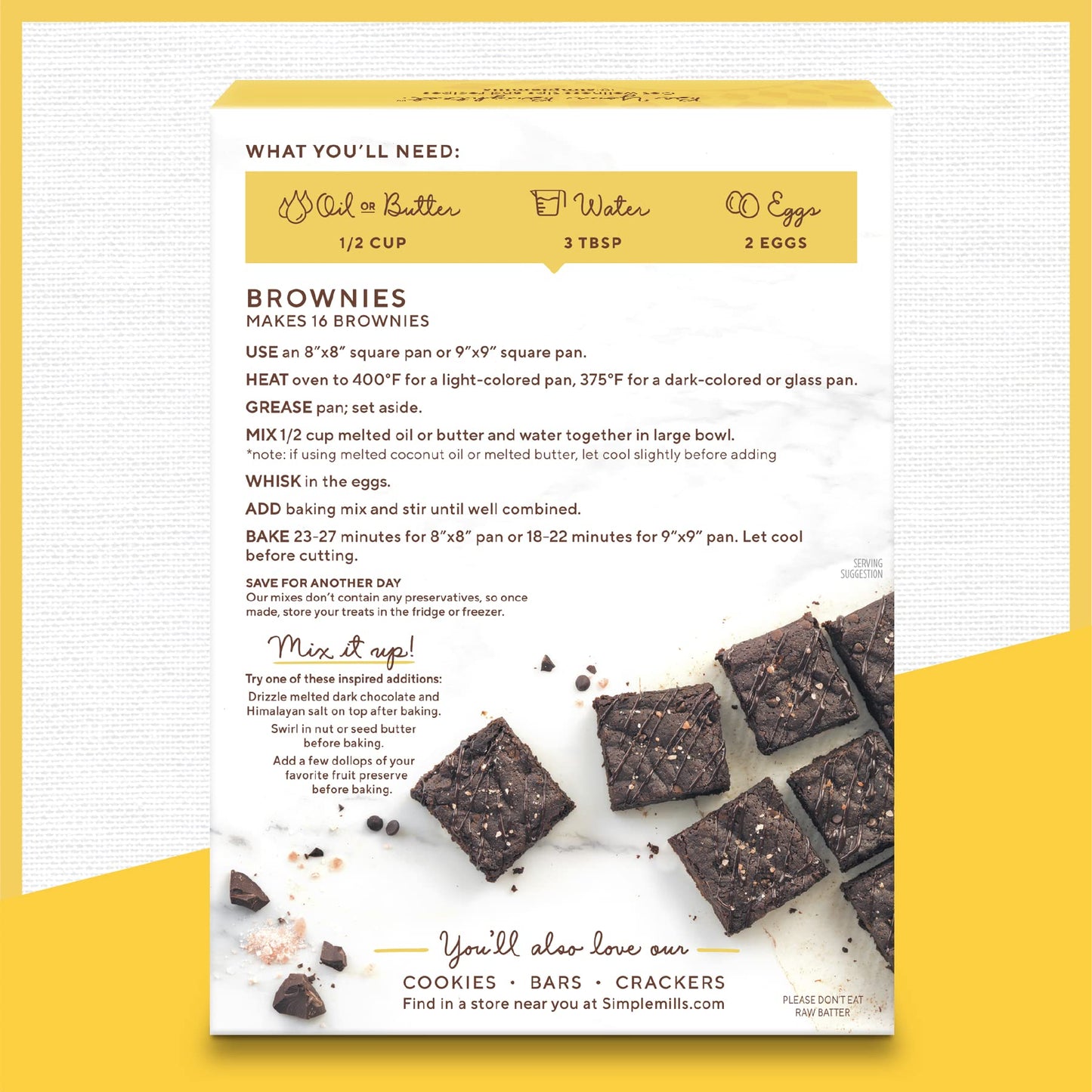 Simple Mills Almond Flour Baking Mix, Chocolate Brownie Mix - Gluten Free, Plant Based, 12.9 Ounce (Pack Of 3)