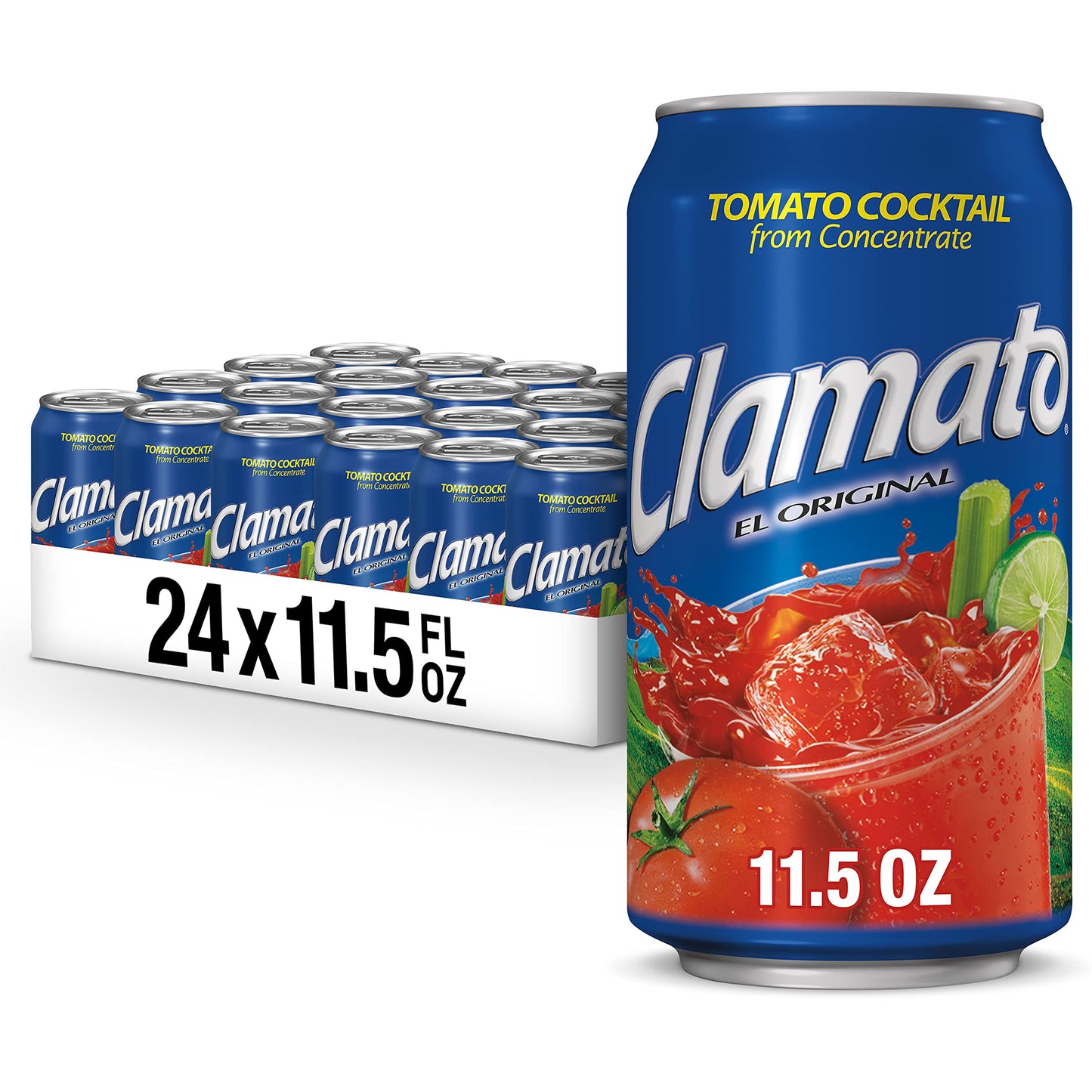 Clamato Oriflavor Blendal Tomato Mixed Flavor  11.5 Fl Oz Can (Pack Of 24)  Flavored With Tomato Juice & Spices  Perfect Mixer For The Authentic Michelada  Bloody Mary Drinks  And Seafood Mixed Flavor