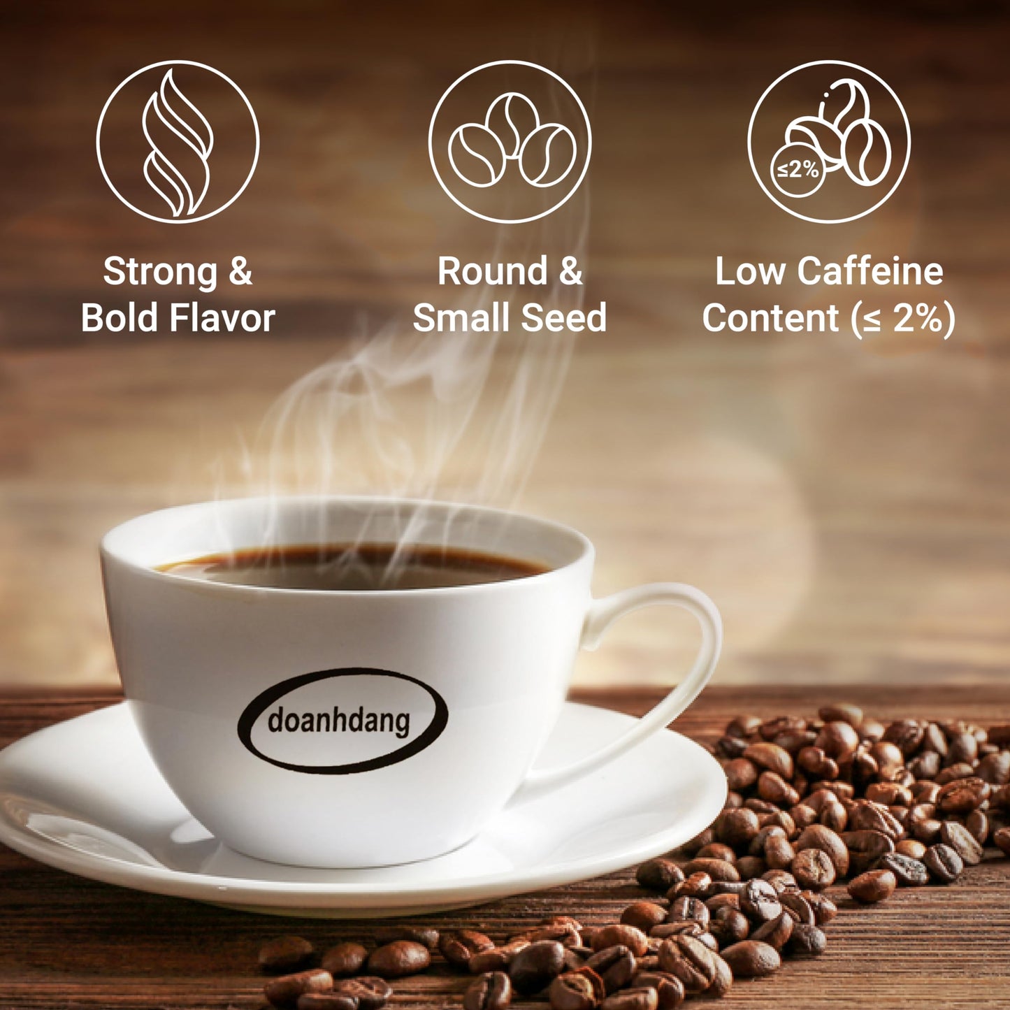 Doanhdang - 35 Oz Enhanced Robusta Whole Bean Coffee, 100% Robusta Medium Roast, Rich Flavor For Espresso Shot And Brew, Origin From Vietnam, Whole Med Roast Beans