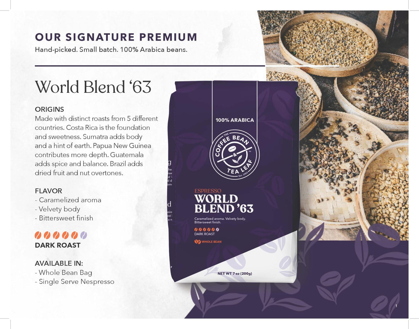 The Coffee Bean & Tea Leaf World Blend '63 Coffee K-Cups (Medium Roast, 10Ct)