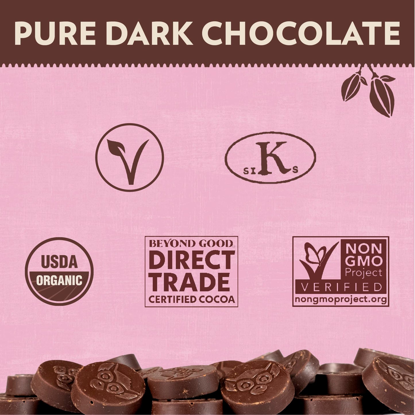 Beyond Good 70% Dark Chocolate Melts, 7oz Pack | Gluten Free, Organic, Vegan, Kosher, Non-GMO, Single Origin Uganda