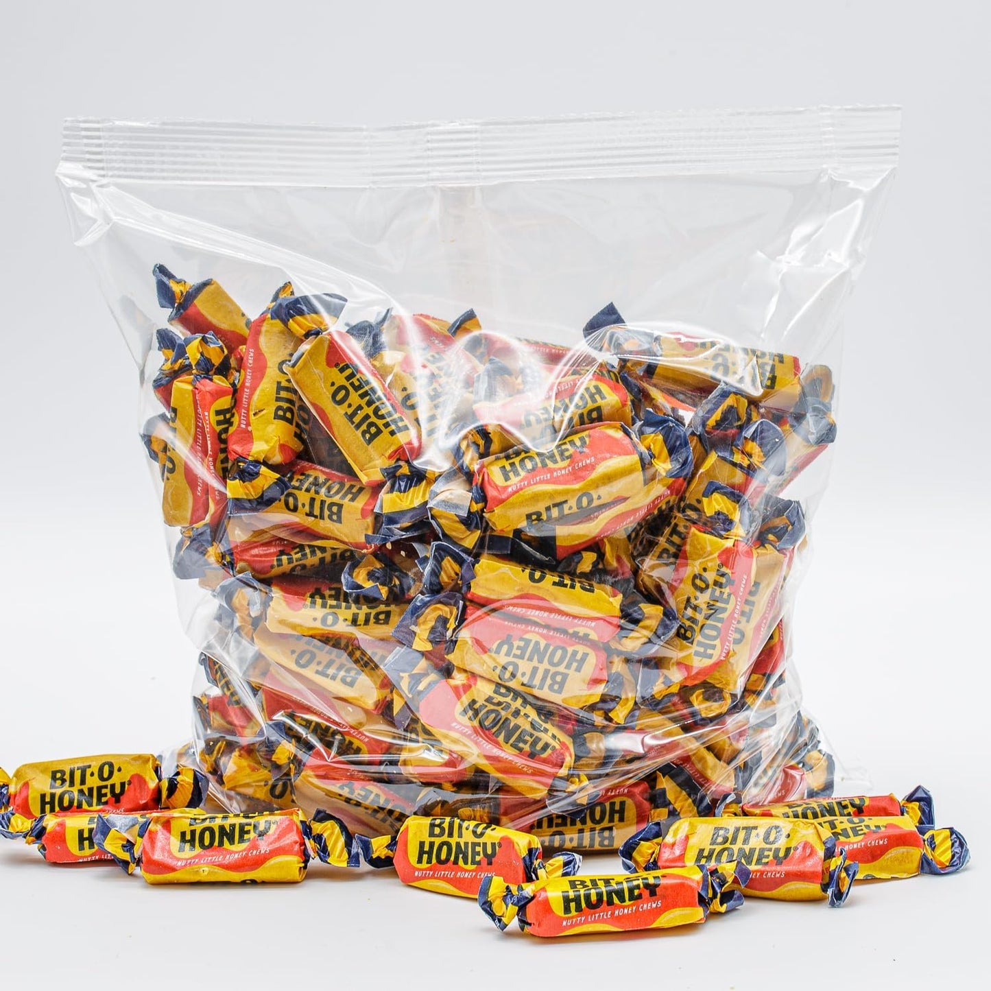 Bit Honey Chewy Candy Classic Honey And Almond Taffy Individually Wrapped Bulk Candy Jar Retro Nostalgic Treat Great For Office, Parties & Gifts (1 Lb)