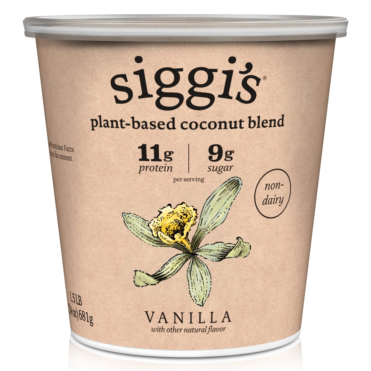 siggis Plant-Based Coconut Blend, Vanilla - Dairy Free Snack, More Protein Than Sugar, Blue, 24 Oz
