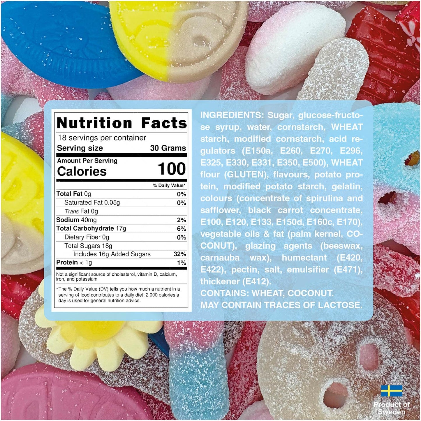 Vinterland - Bubs Swedish Candy Mix (1.2 Pounds) - Assorted Swedish Candy Bubs Godis - Big Bubs Ovals & Big Swedish Candy Skulls