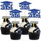 Gyufise 24Pcs 2024 Graduation Cap Cupcake Toppers 2024 Glitter Class Of 2024 Grad Cap Cupake Picks For 2024 Graduation Theme Par