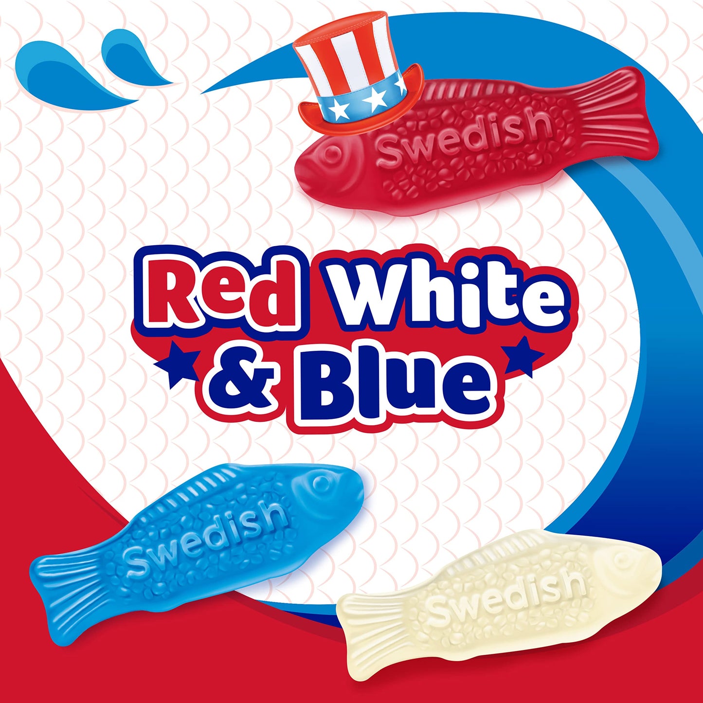 SWEDISH FISH Mini Red, White & Blue Soft & Chewy Candy, Bulk Candy, 4 - 1.8 lb Bags