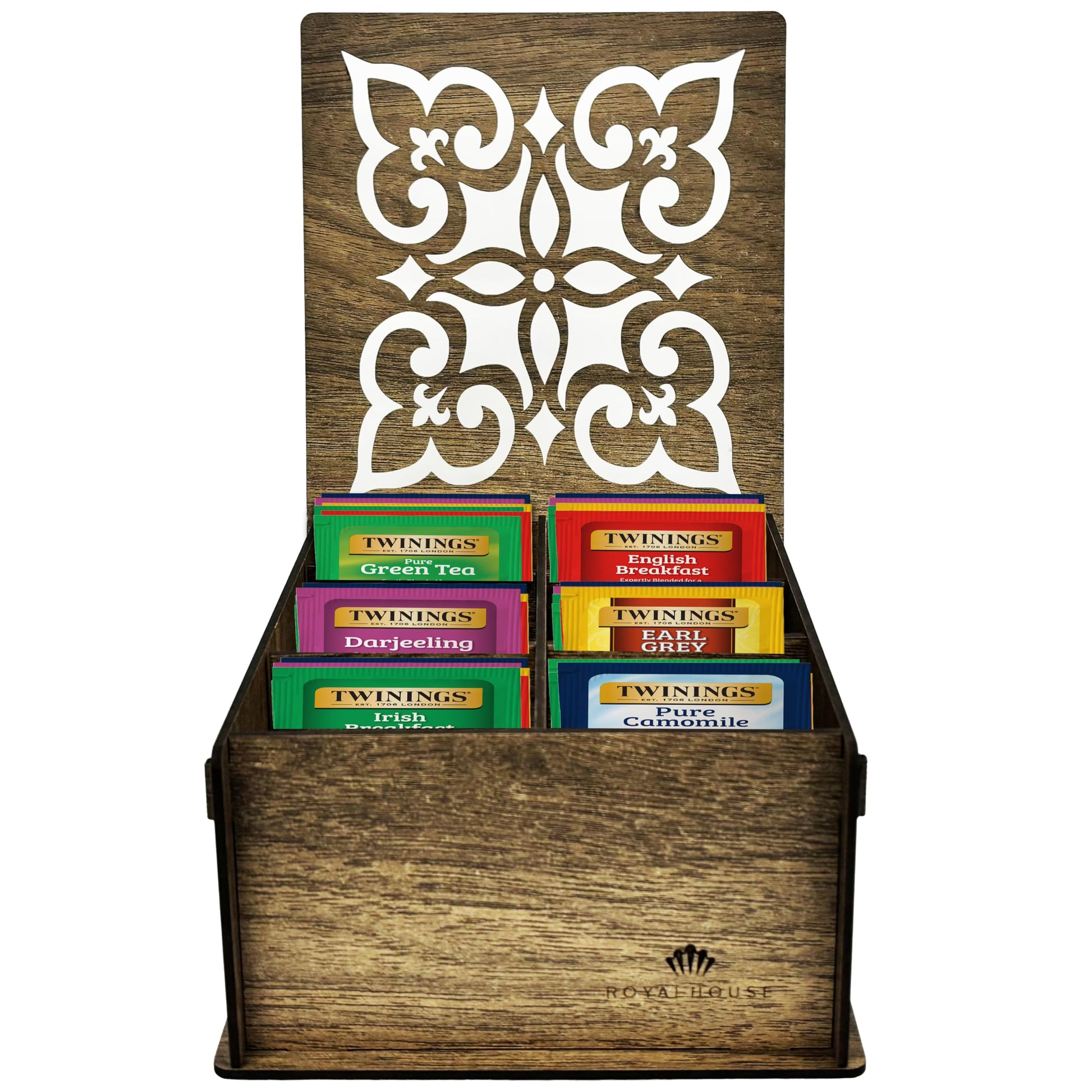 Twinings Tea Bag Sampler Variety With Walnut Wooden Organizer Tea Chest (36 Tea Bags) 6 Different Popular Flavors, Gift For Tea Lovers: Women, Men, Mom, Dad, Family, Friends, Couples