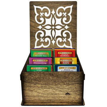 Twinings Tea Bag Sampler Variety With Walnut Wooden Organizer Tea Chest (36 Tea Bags) 6 Different Popular Flavors, Gift For Tea Lovers: Women, Men, Mom, Dad, Family, Friends, Couples
