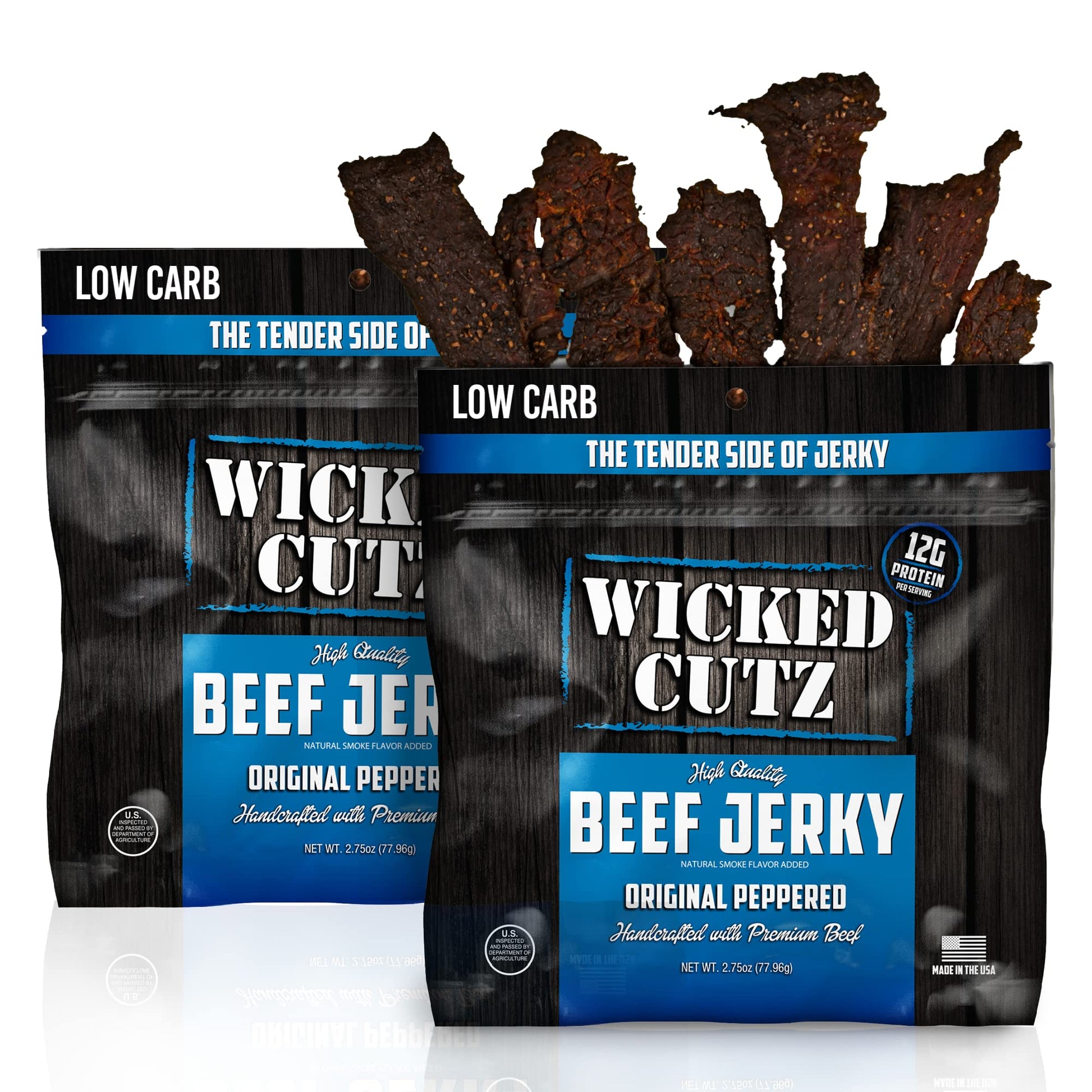 Original Peppered Beef Jerky | Tender, Flavorful, Easy To Chew Premium Craft Jerky With 36G Protein Per Bag, High Protein Snacks
