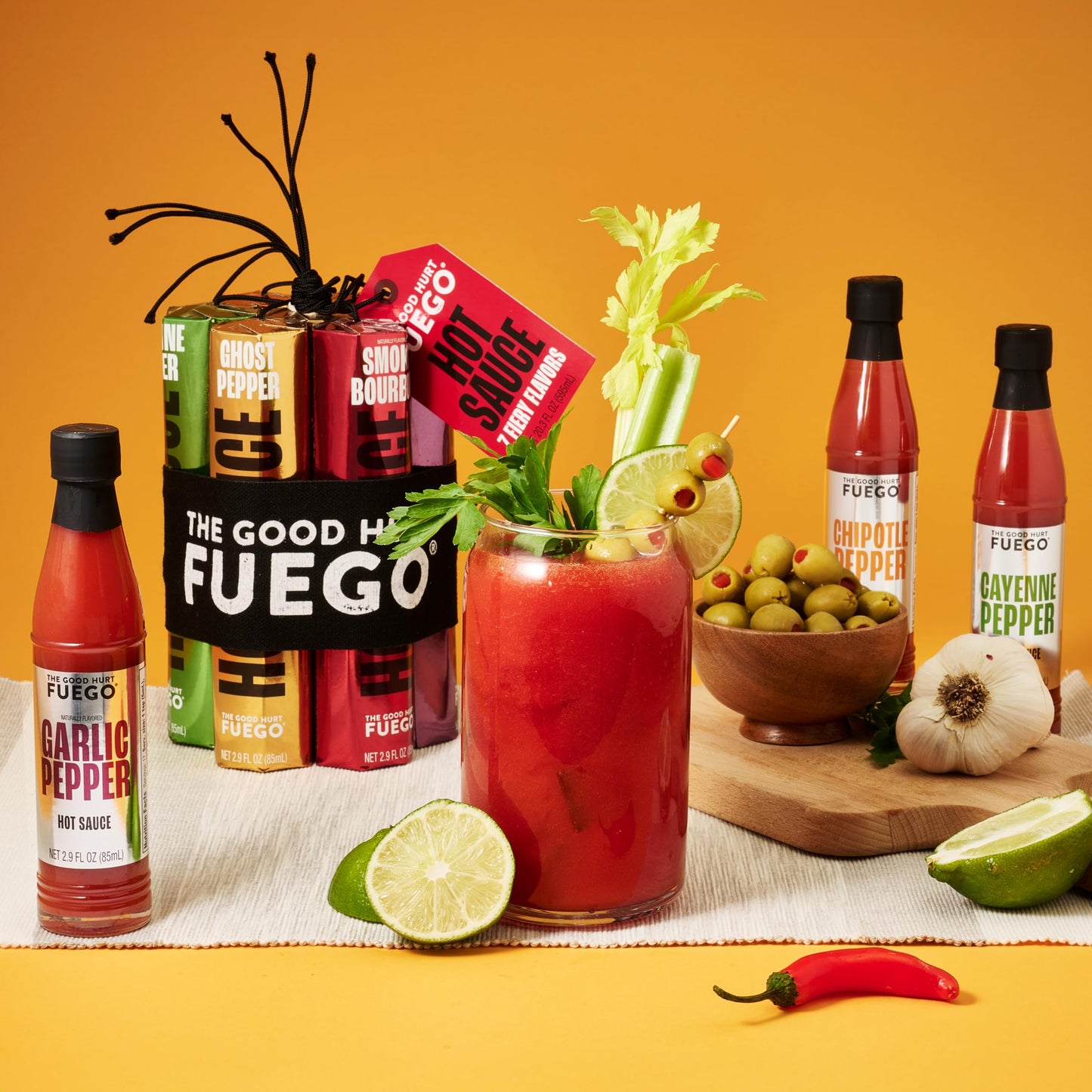 The Good Hurt Fuego, Hot Sauce Sampler Gift Set, Includes 7 Bottles In Exotic Flavors, Hot Sauce Variety Pack With Habanero, Ghost Pepper, Smoky Spirit-Inspired Flavor, Great For Men, Holiday Or Christmas Gift Idea