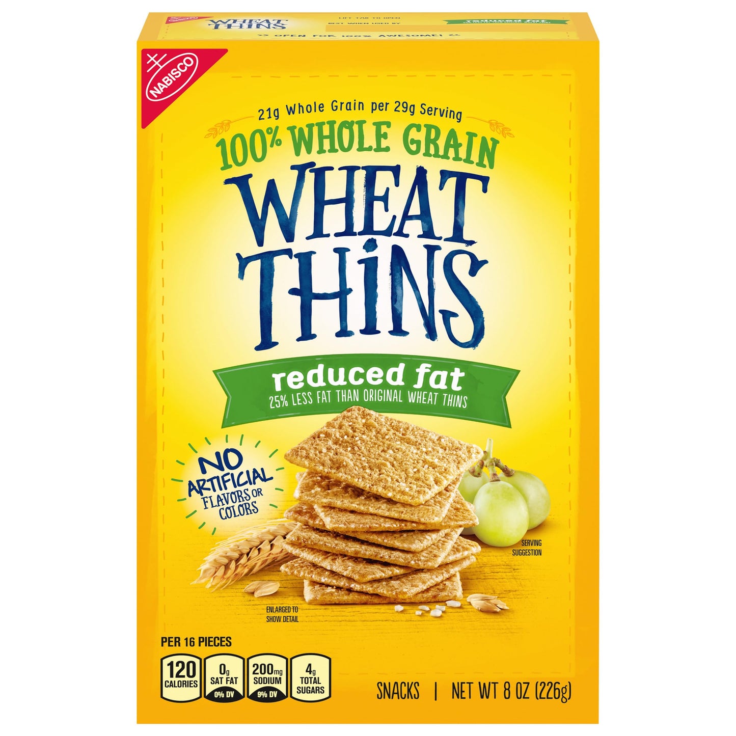 Wheat Thins Reduced Fat Snacks, Whole Grain Wheat Crackers, Snack Crackers, 8 oz
