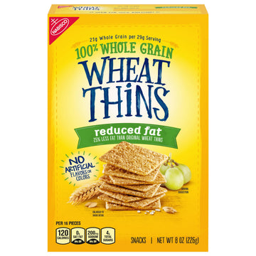 Wheat Thins Reduced Fat Snacks, Whole Grain Wheat Crackers, Snack Crackers, 8 oz