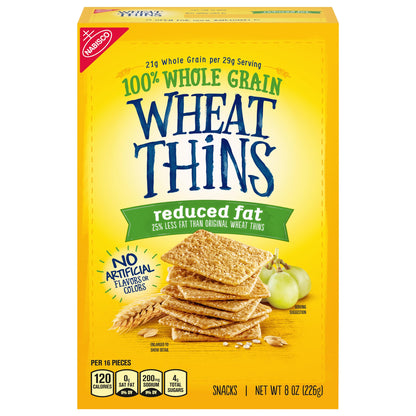 Wheat Thins Reduced Fat Snacks, Whole Grain Wheat Crackers, Snack Crackers, 8 oz