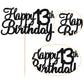 Gyufise 1 Pack Happy 13Th Birthday Cake Topper Black Glitter Happy Birthday Cake Topper Happy 13 Birthday Cake Decoration For 13