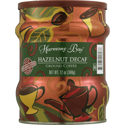Harmony Bay Hazelnut Decaf Ground Coffee Net Wt. 12 Oz (Pack of 4)