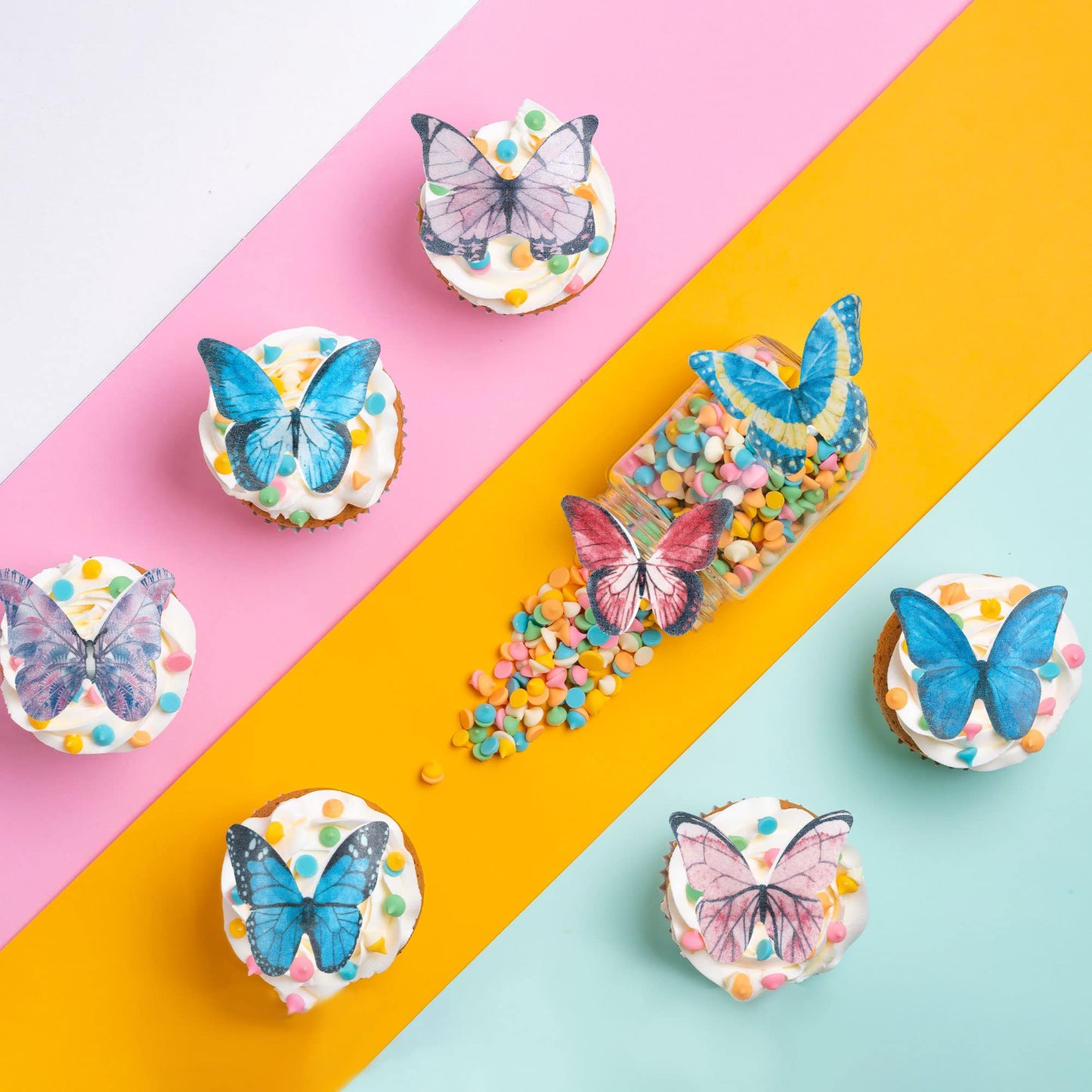 Gyufise 40Pcs Edible Butterfly Cake Decorations Butterfly Cupcake Topper Edible Wafer Paper Butterflies Edible Butterfly Cake Cu
