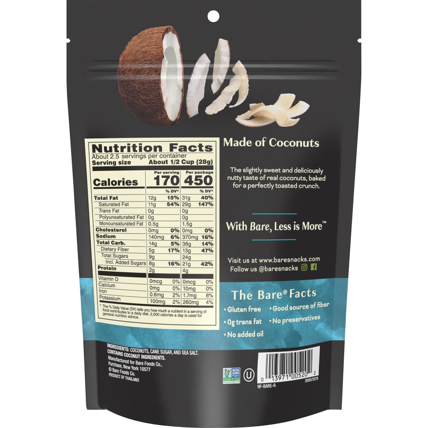 Bare Baked Crunchy, Toasted Coconut, 2.7 Ounce (Pack Of 6)