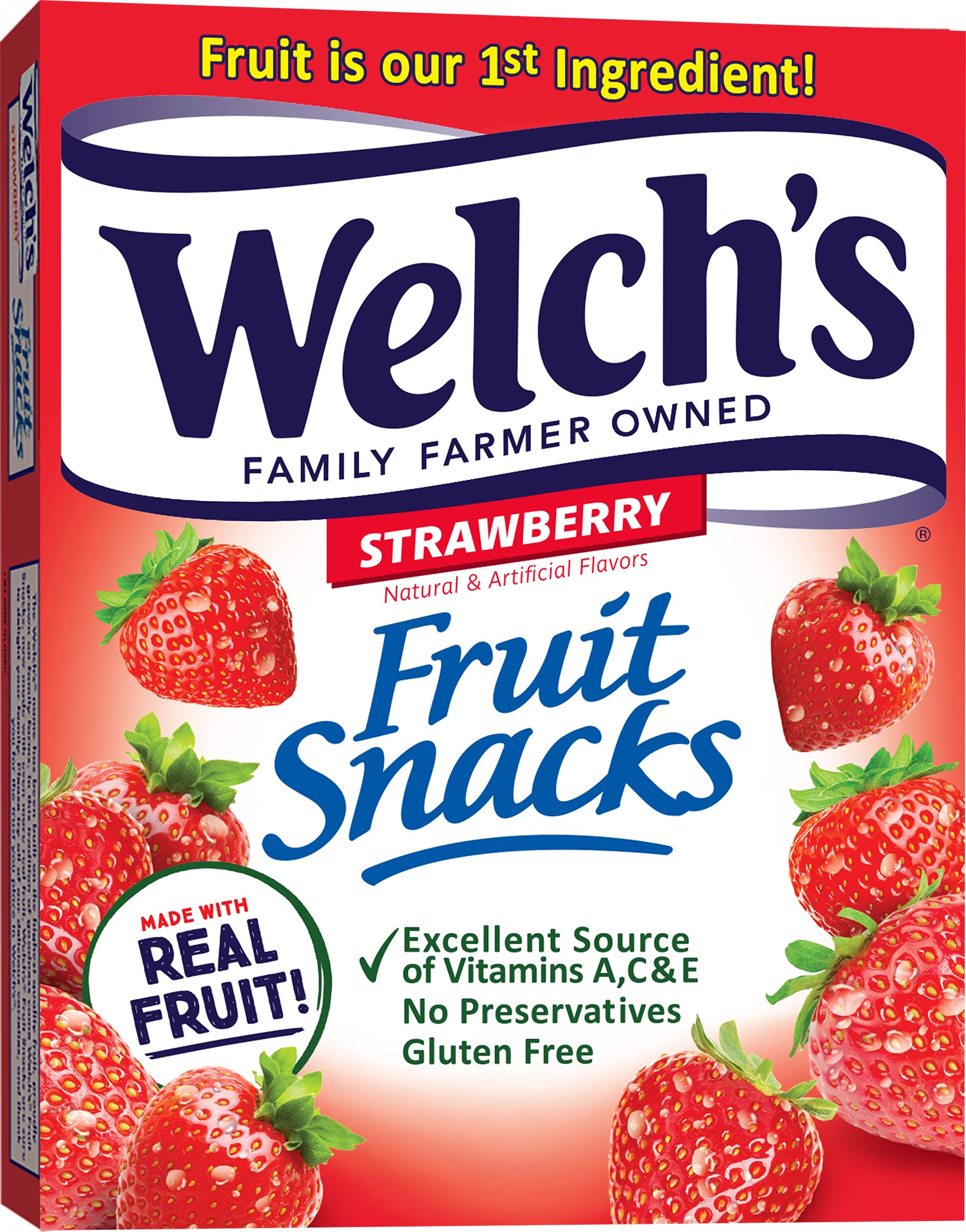 Welchs Fruit Snacks, Strawberry, 0.9 Oz, 10 Ct