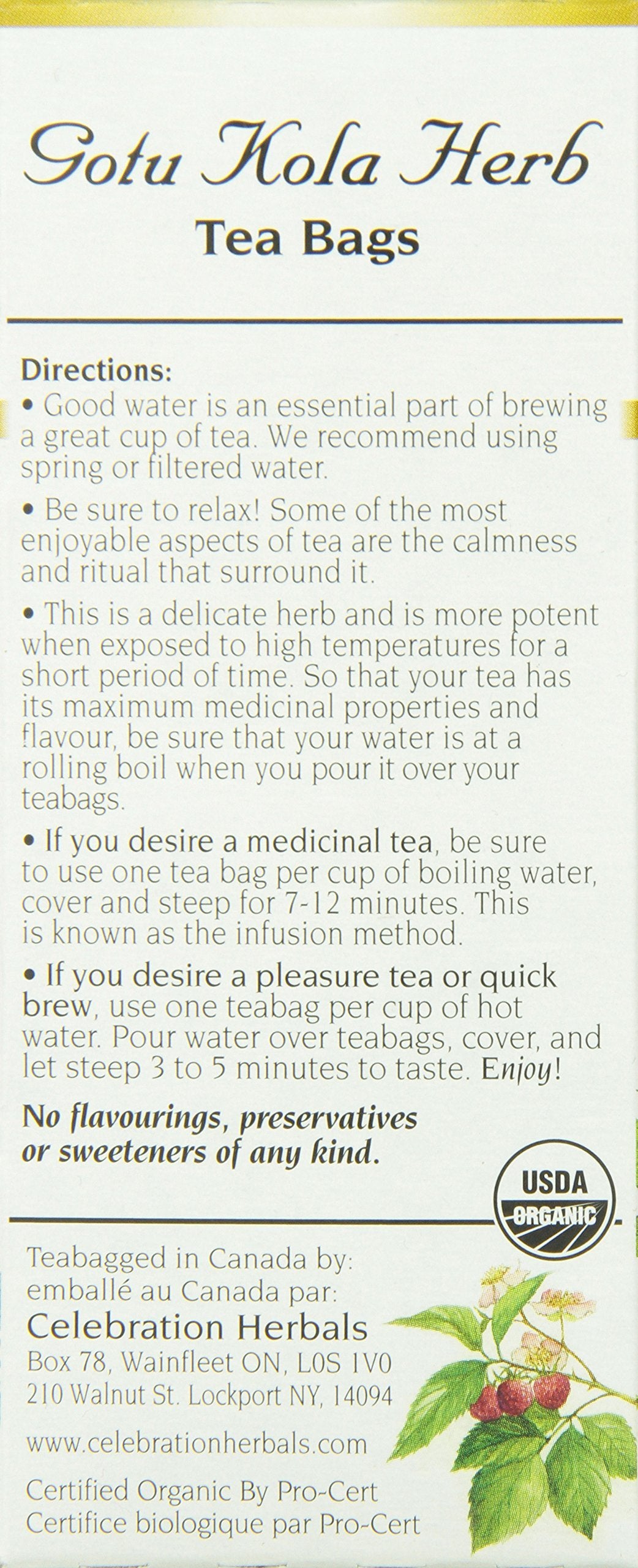 Celebration Herbals Organic Gotu Kola Tea Bags 24 Count