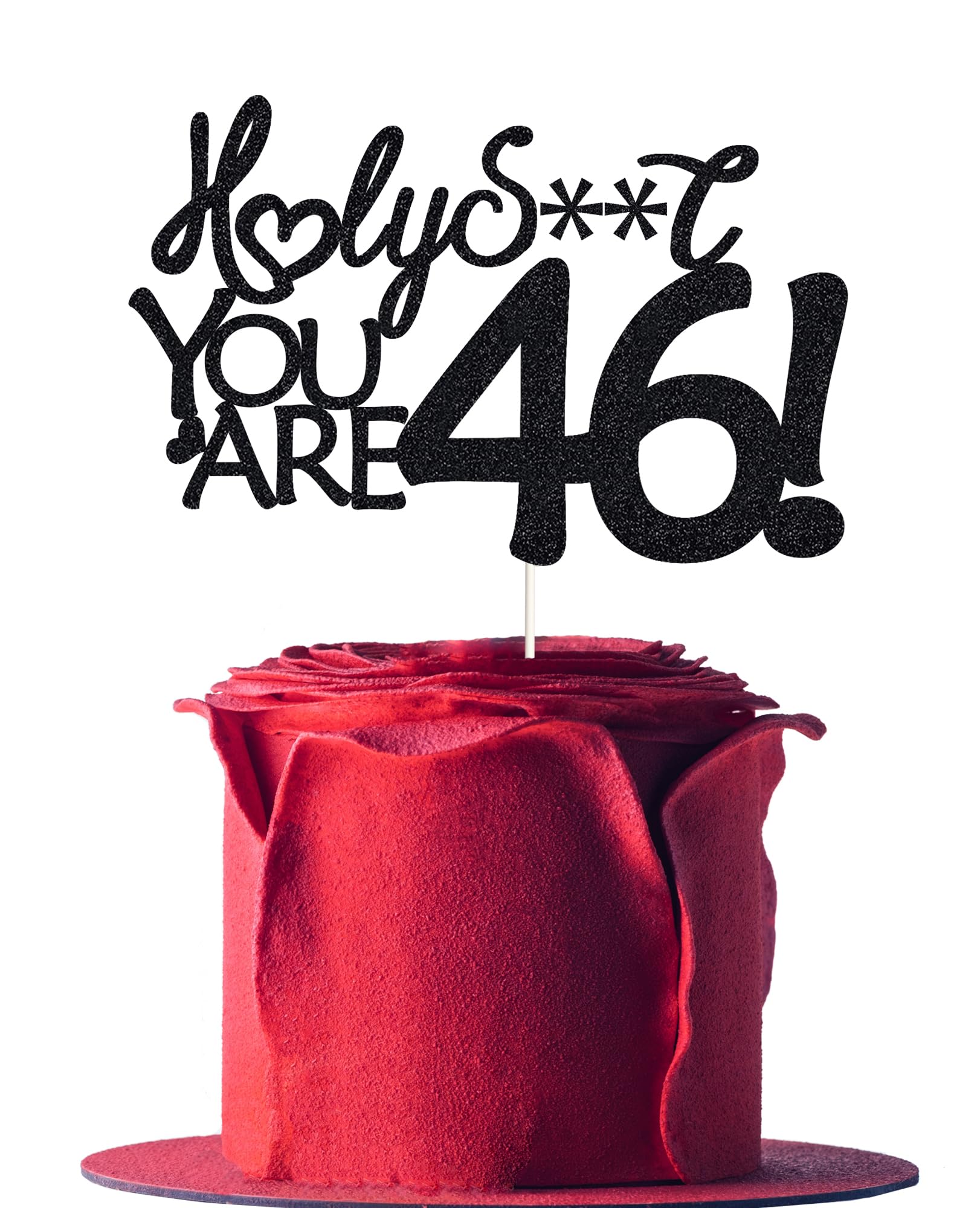 Happy 46th Birthday Cake Topper 46 Birthday Cake Toppers-Black Glitter, Funny 46th Cake Topper for Men,46 Cake Topper For Women,
