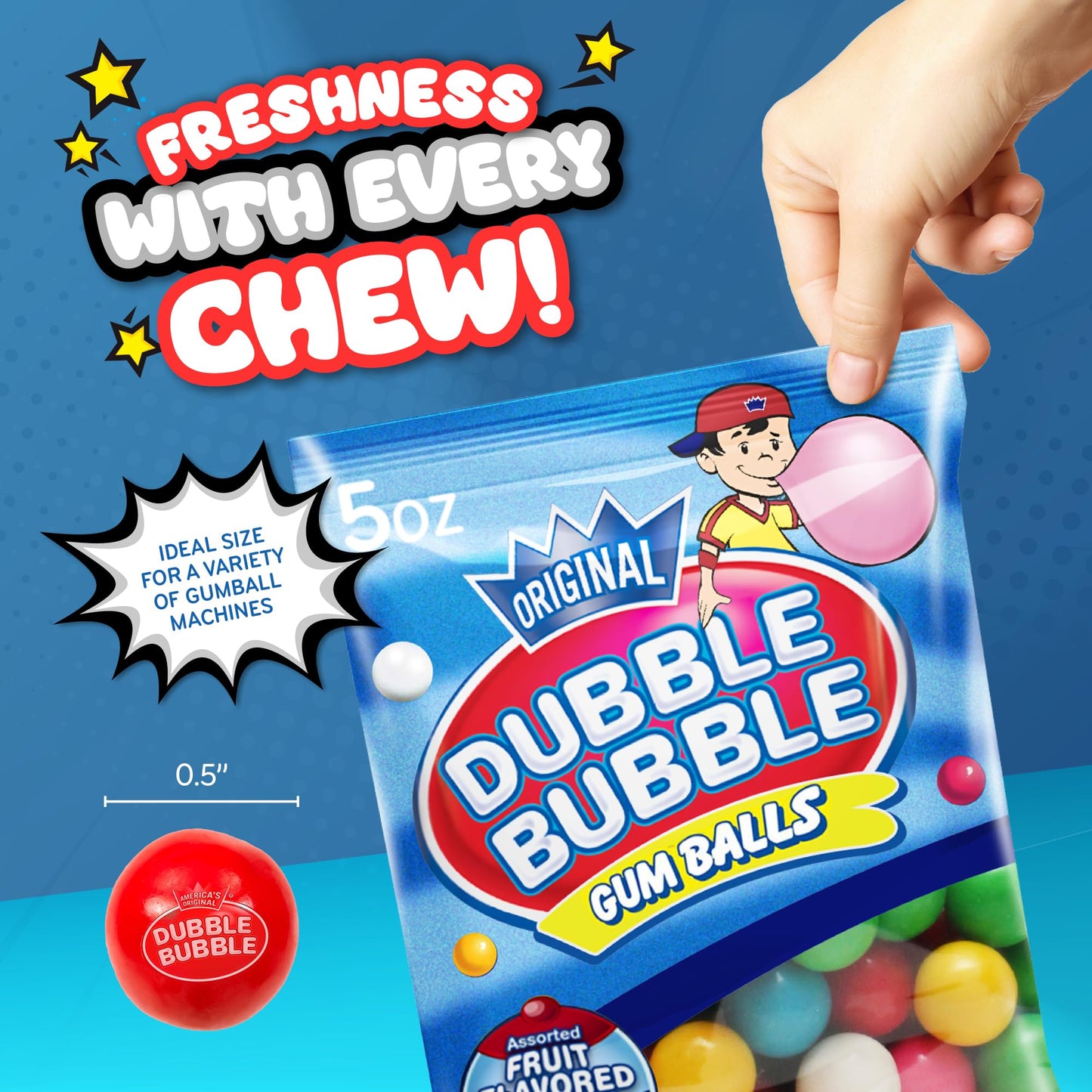 Refill Gumballs For Gumball Machine - Refill Bubble Gum 15 Oz - 3 Pack Of Double Bubble Gum Ball Candies - Christmas Holiday Gif