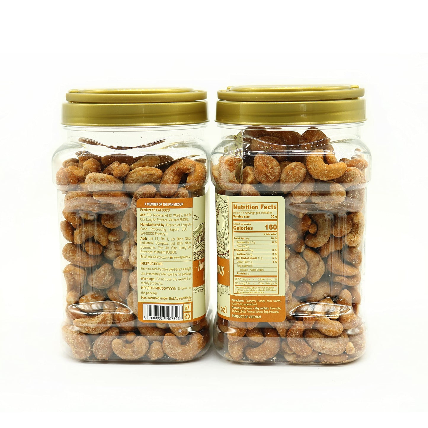 Lafooco Honey Roasted Cashews, Sweet Tasty Gourmet, Vietnam Cashew, Rich In Nutrients, Gift For Family, Friend On Celebration, Holiday, Birthday (14.1 Oz)
