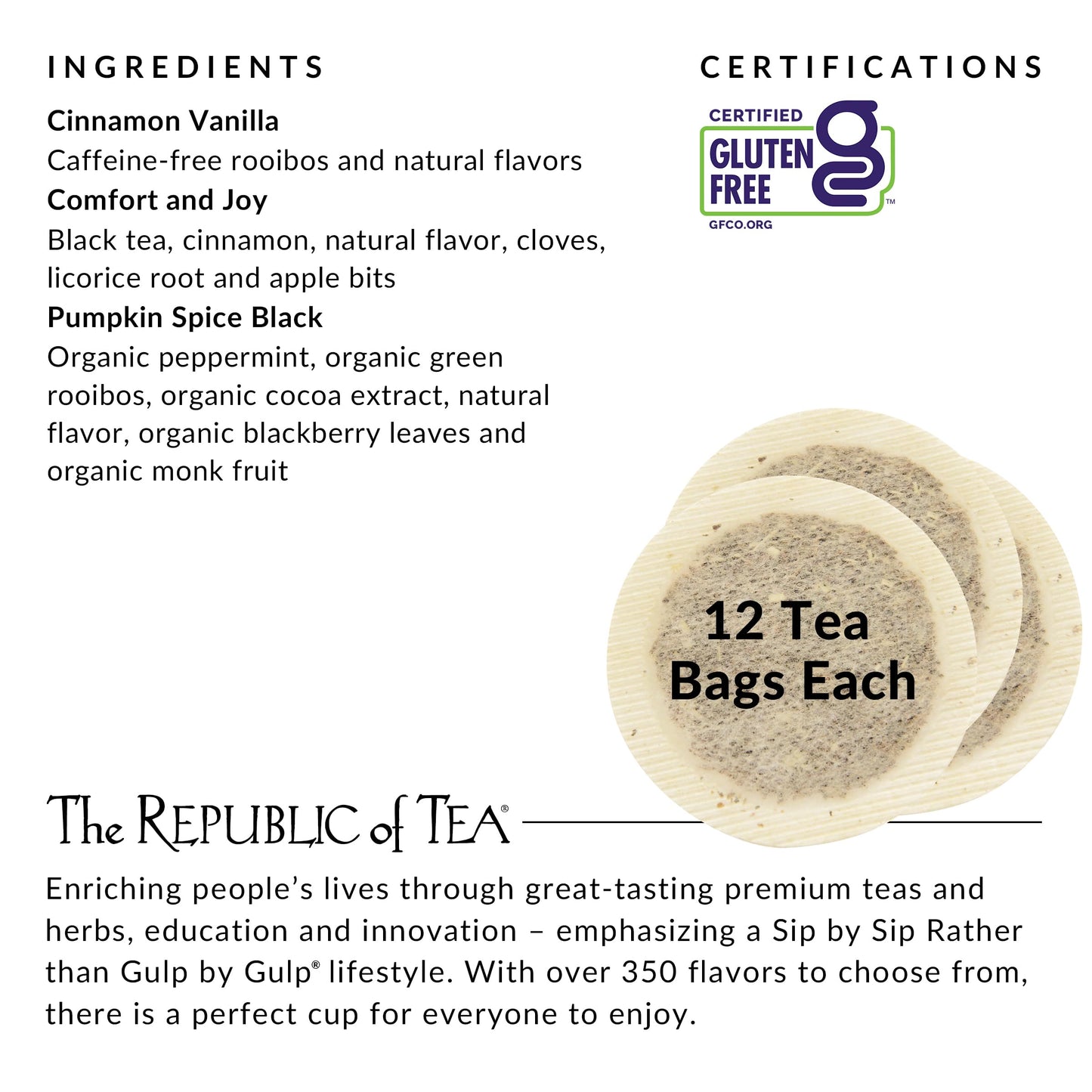 The Republic of Tea Holiday Stackable Tea Tin Seasonal Assortment 36 Tea Bags 12 Count (Pack of 3)