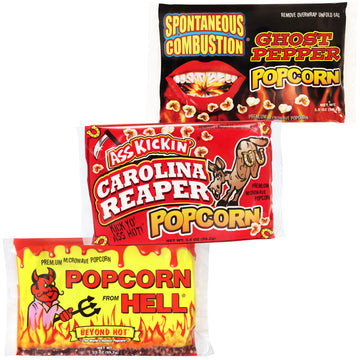 ASS KICKIN Premium Microwave Popcorn Variety Gift Pack - Spicy & Sweet - 3.5 oz (Pack of 3)