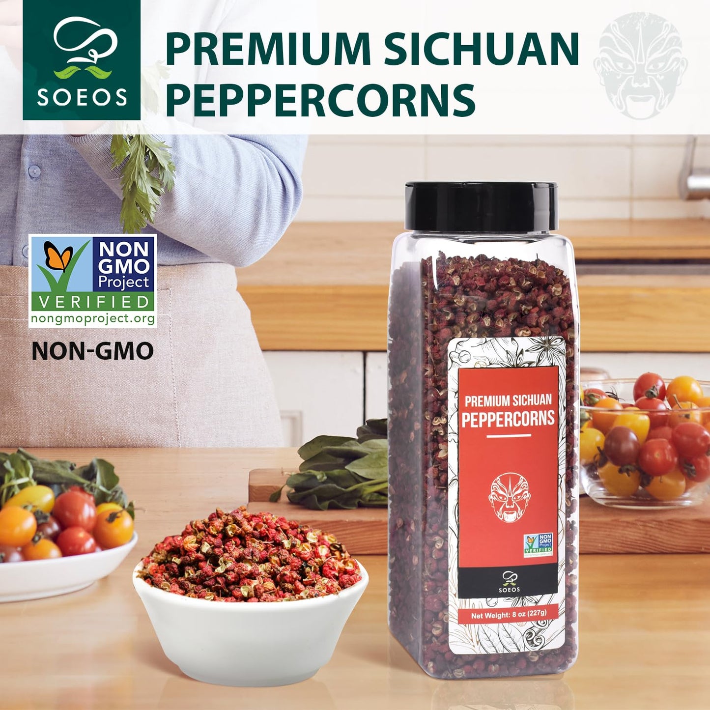 Soeos Sichuan Peppercorns, 8Oz(227G), Authentic Szechuan Red Peppercorn, Numbing And Tingle Effect, Less Seeds, Strong Flavor, Essential For Mapo Tofu, Kung Pao Chicken And Asine Cusine