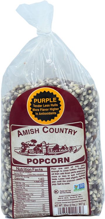Amish Country Popcorn | 2 Lbs Bag | Purple Popcorn Kernels | Old Fashioned, Non-Gmo And Gluten Free (Purple - 2 Lbs Bag)
