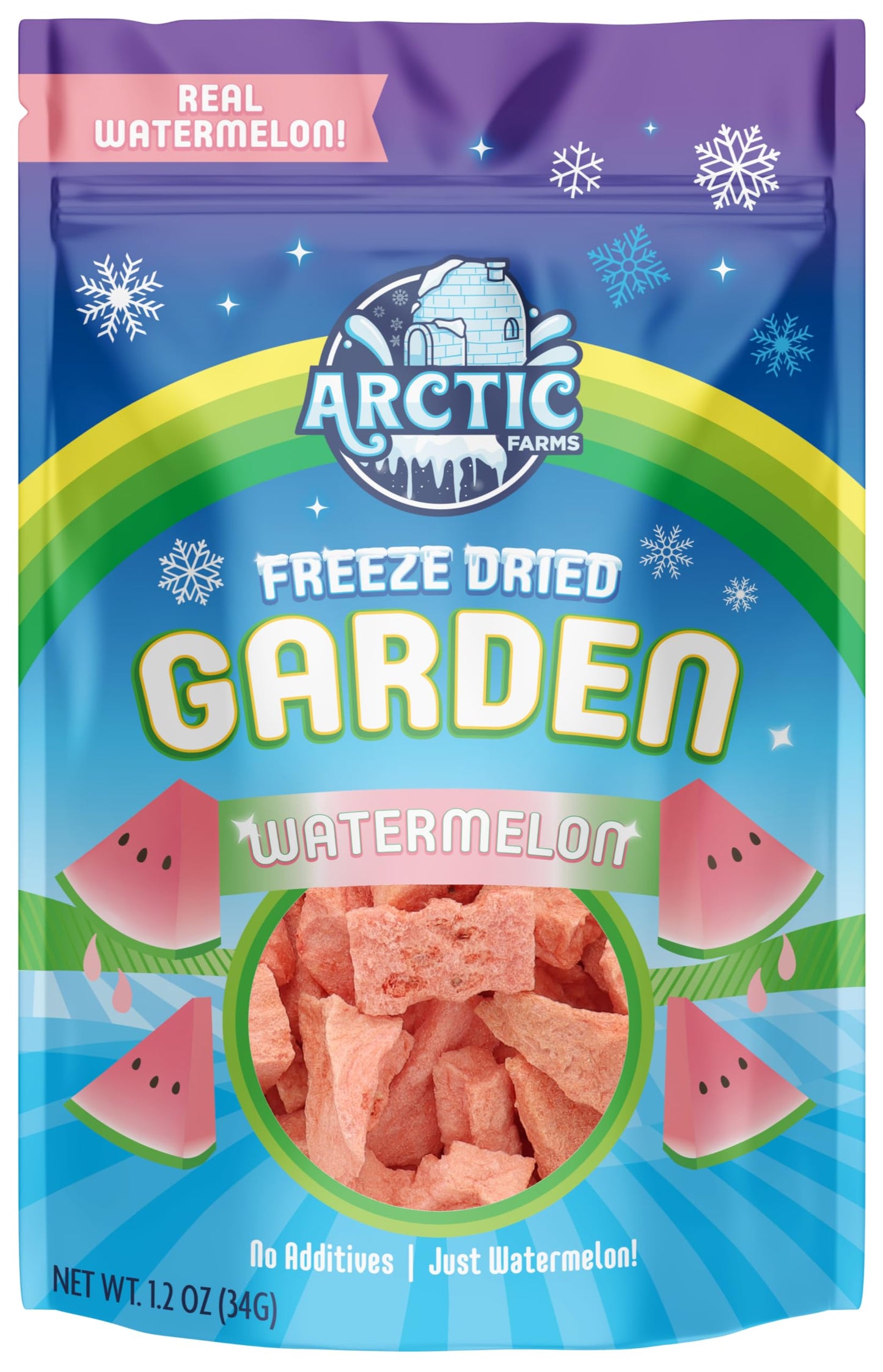 Arctic Farms Garden Pure Freeze Dried Watermelon Fruit, No Sugar Added, Crunchy Snack (Watermelon)