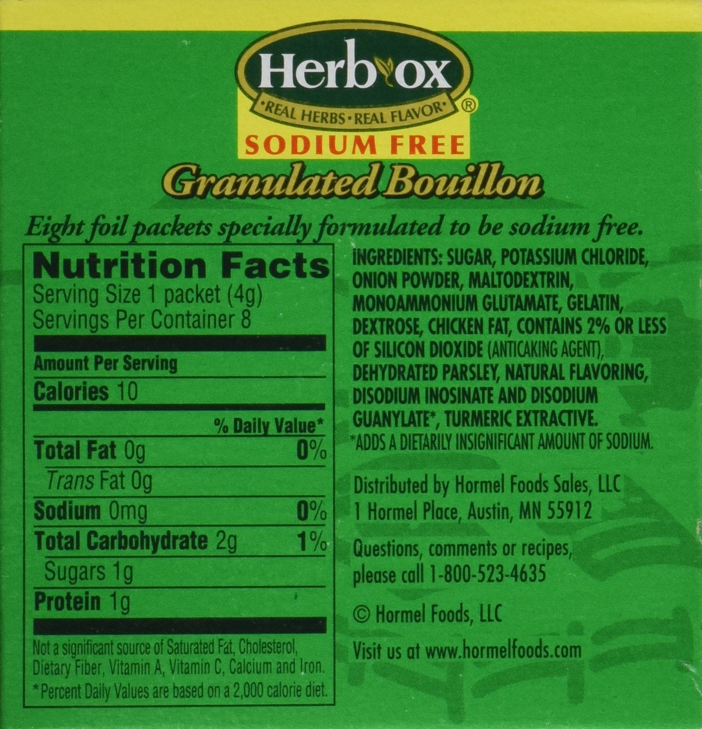 Herb-Ox Bouillon Chicken Instant Broth And Seasoning, 1.2 Oz, 8 Packets (Pack Of 2)