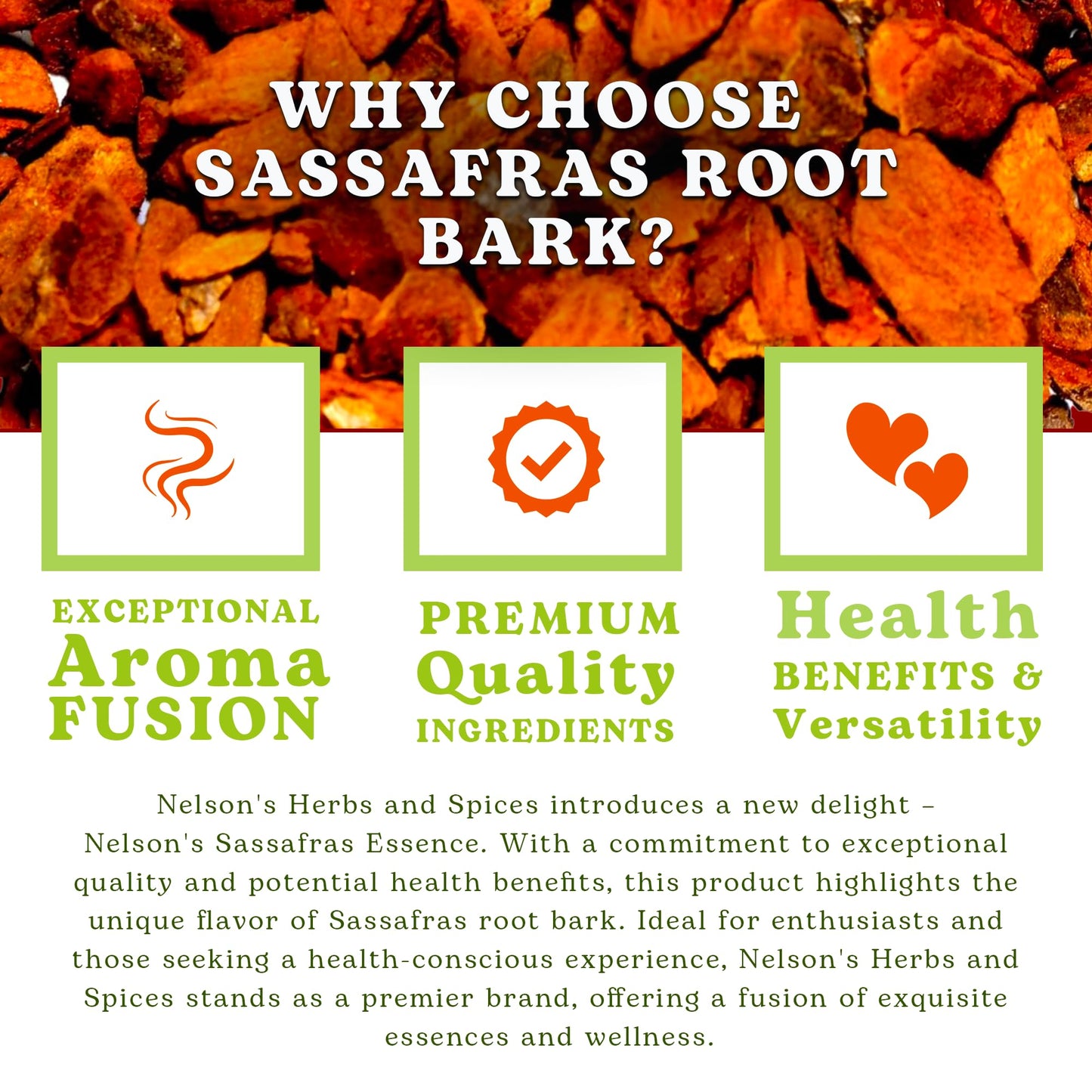Nelsons Tea Sassafras Root Bark Herbal Tea - Caffeine Free, 1oz Resealable Bag