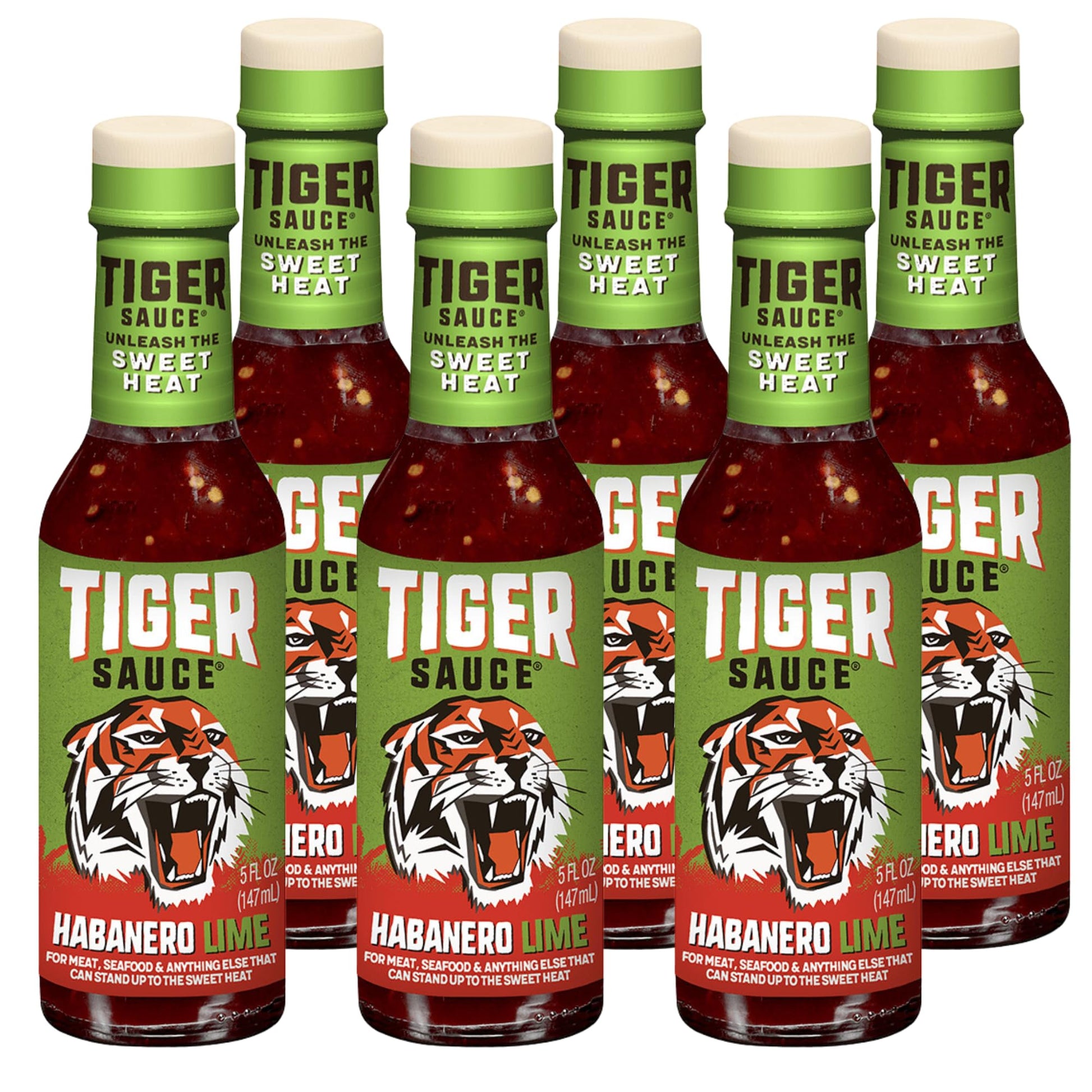 Tiger Sauce Habanero Lime Spicy Hot Sauce, 5oz Bottle (Pack of 6)