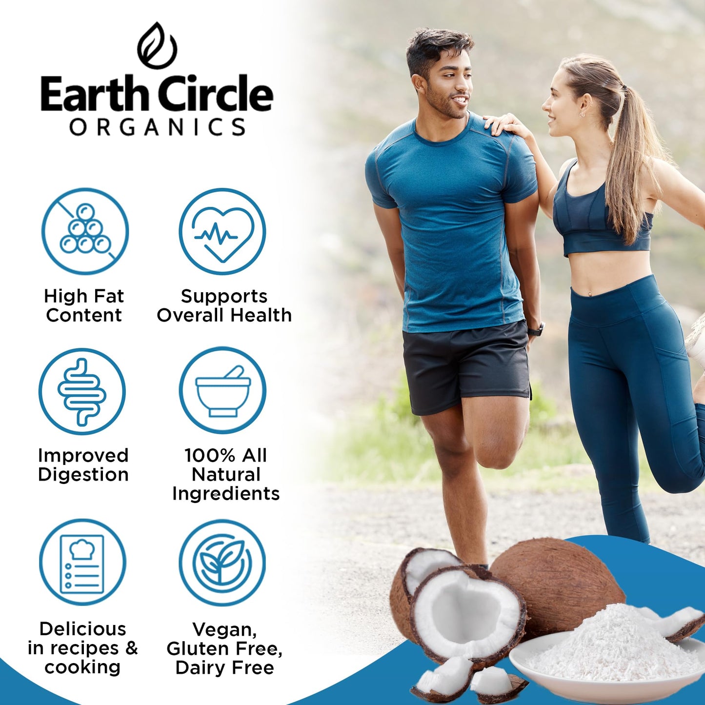 Earth Circle Organics Organic Coconut Cream Powder, Vegan, No Added Sugar, 16 Ounce