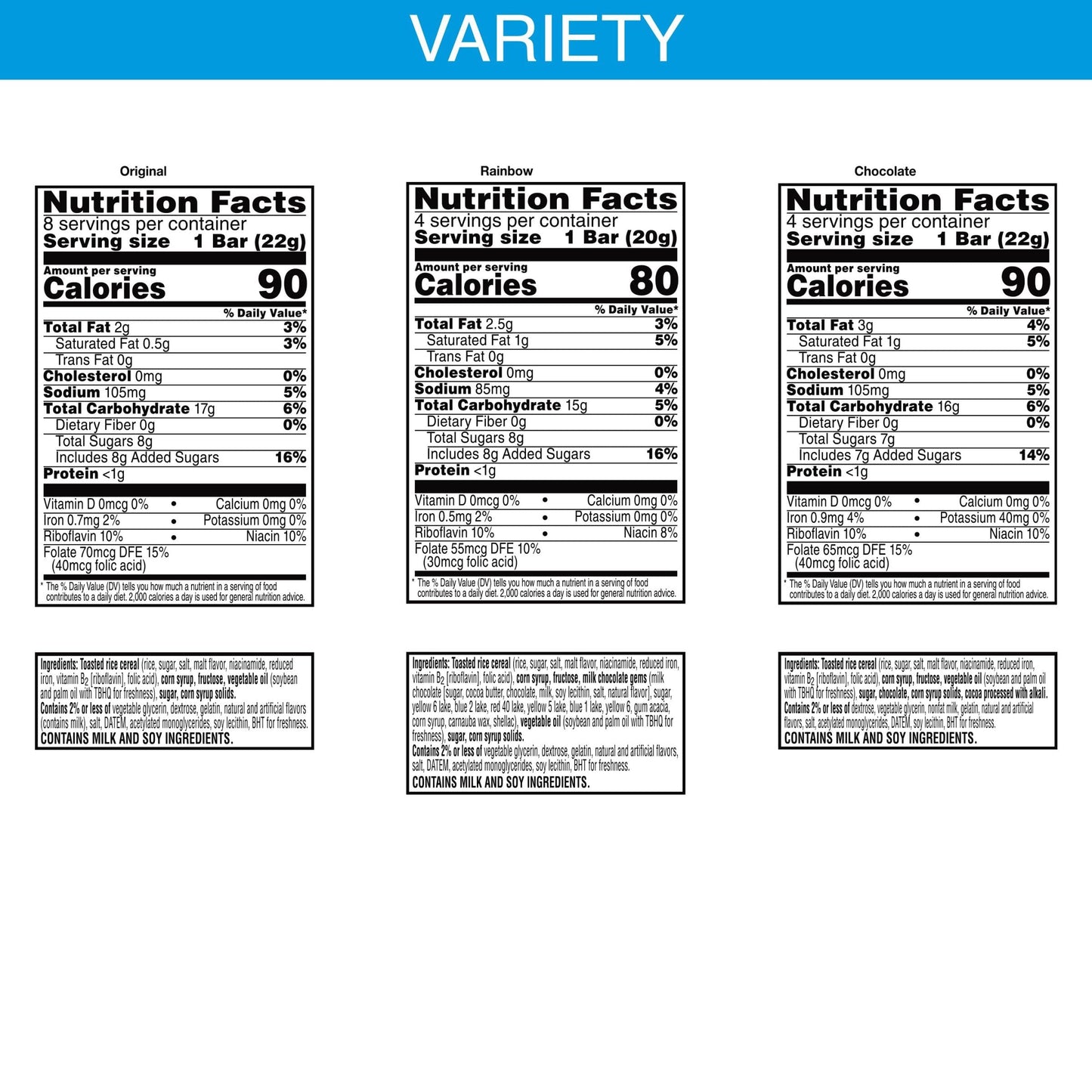 Rice Krispies Treats Crispy Marshmallow Squares, Kids Snacks, Cereal Bars, Variety Pack, 12.1Oz Box (16 Bars)