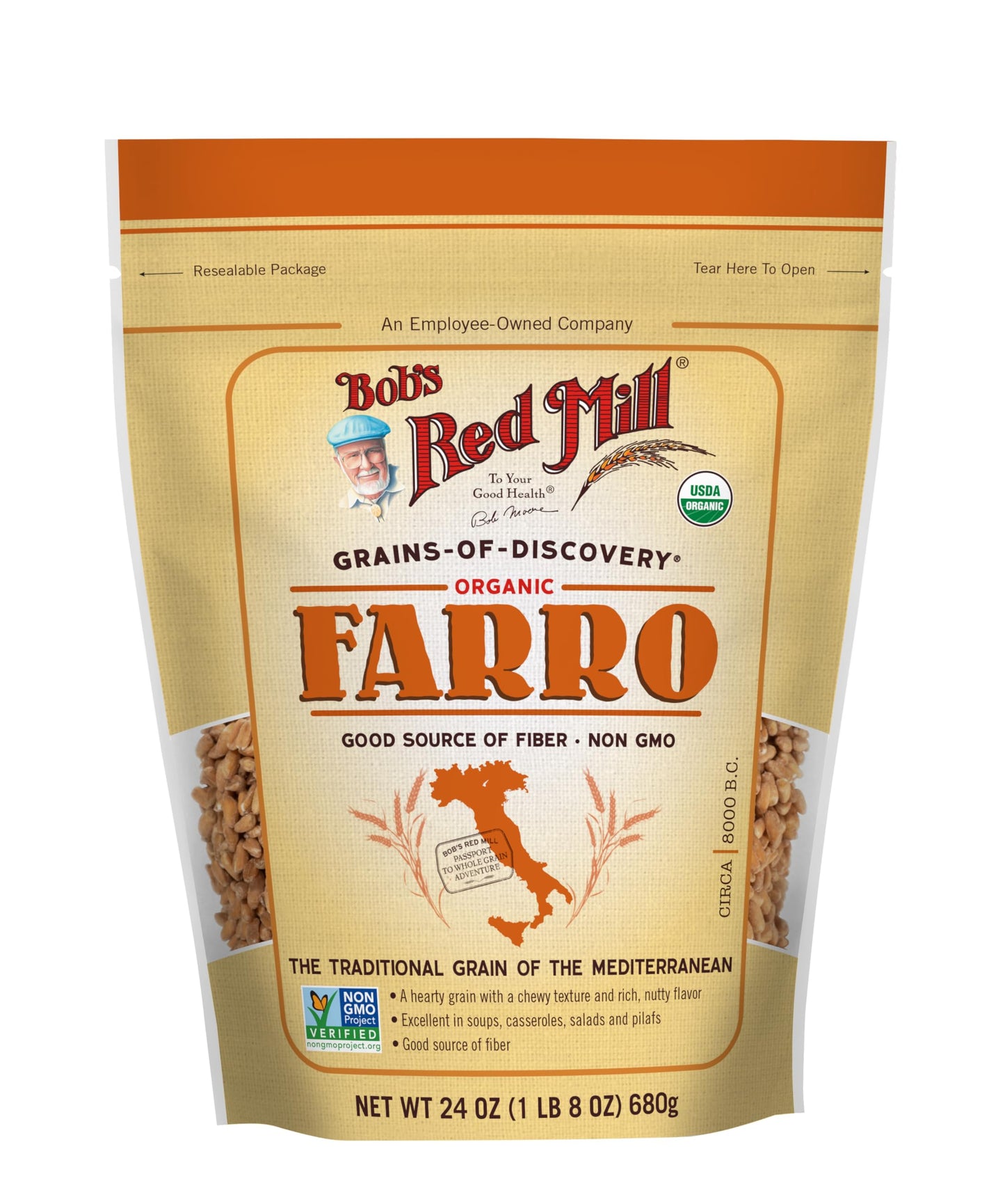 Bob s Red Mill Organic Farro Grain, 24oz (Pack of 4) - Non GMO, Vegan, Kosher