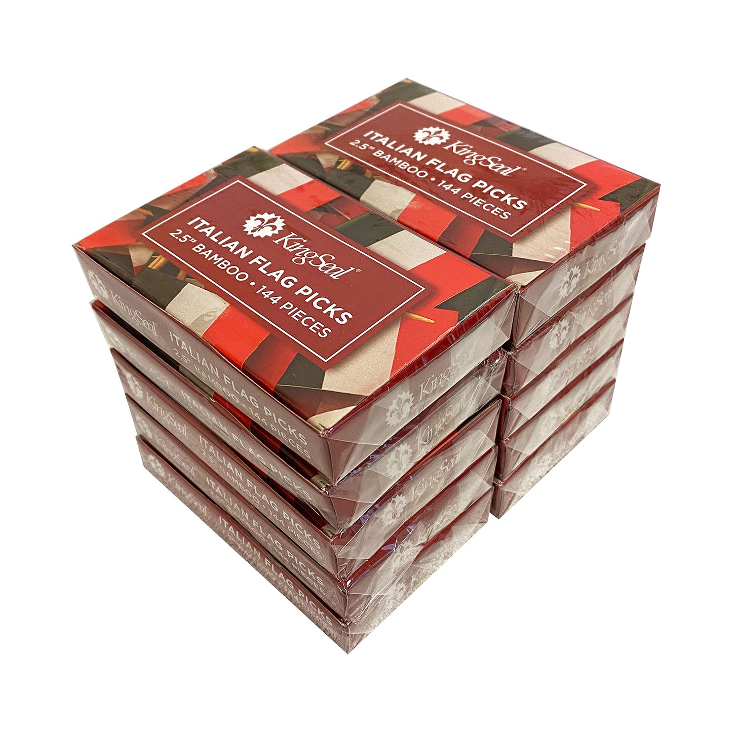 1,440 Count | Kingseal Italian Flag Toothpicks, 2.5 Inch, Ideal For Italian Restaurants, Appetizers, Cocktails, And More - 10 Pa